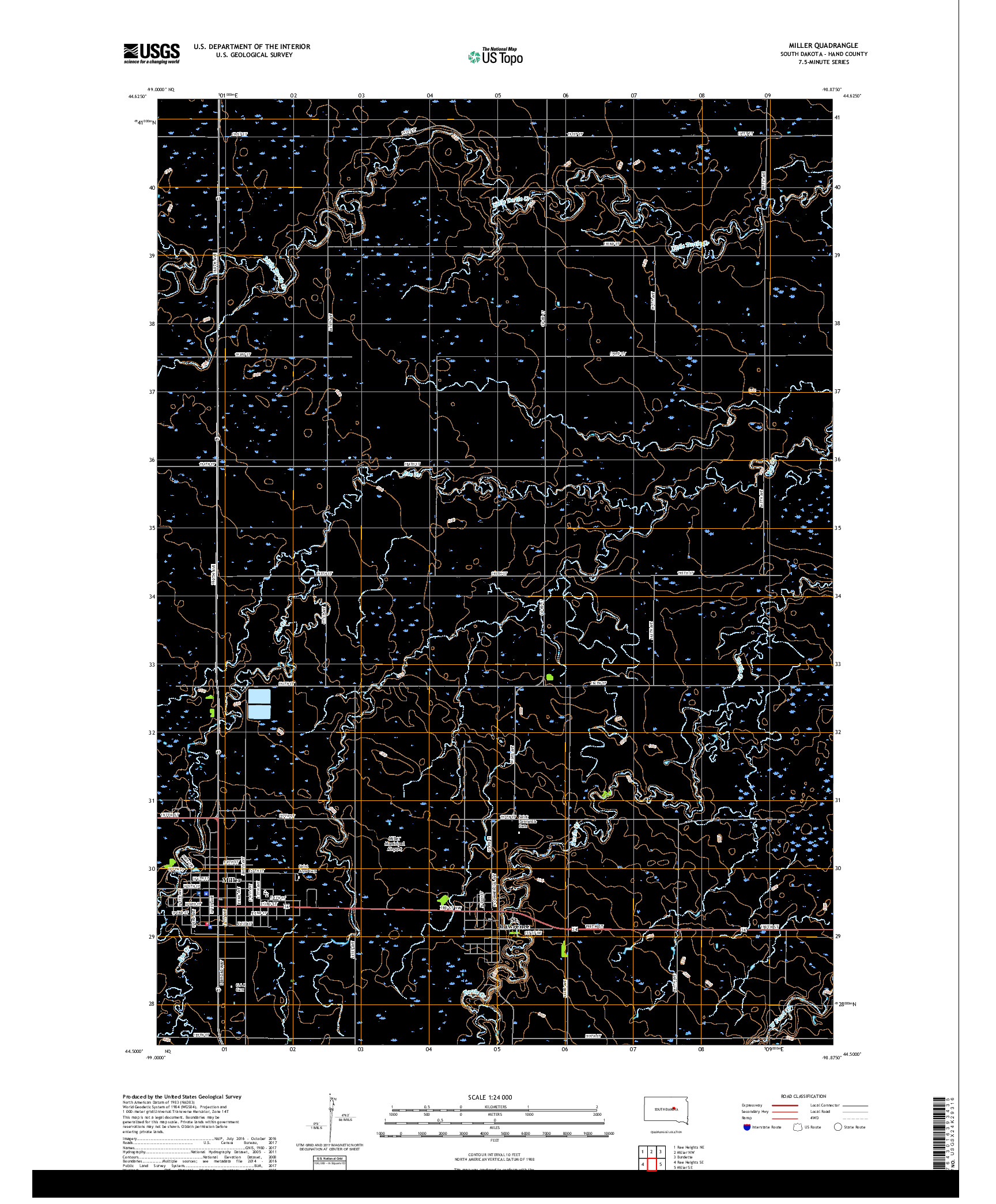 USGS US TOPO 7.5-MINUTE MAP FOR MILLER, SD 2017