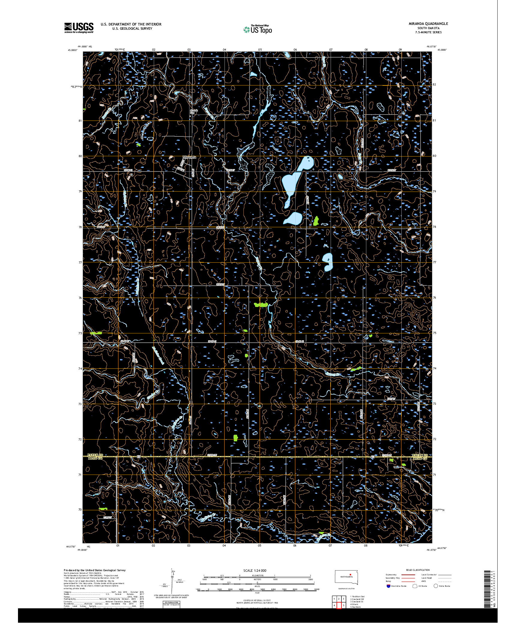 USGS US TOPO 7.5-MINUTE MAP FOR MIRANDA, SD 2017