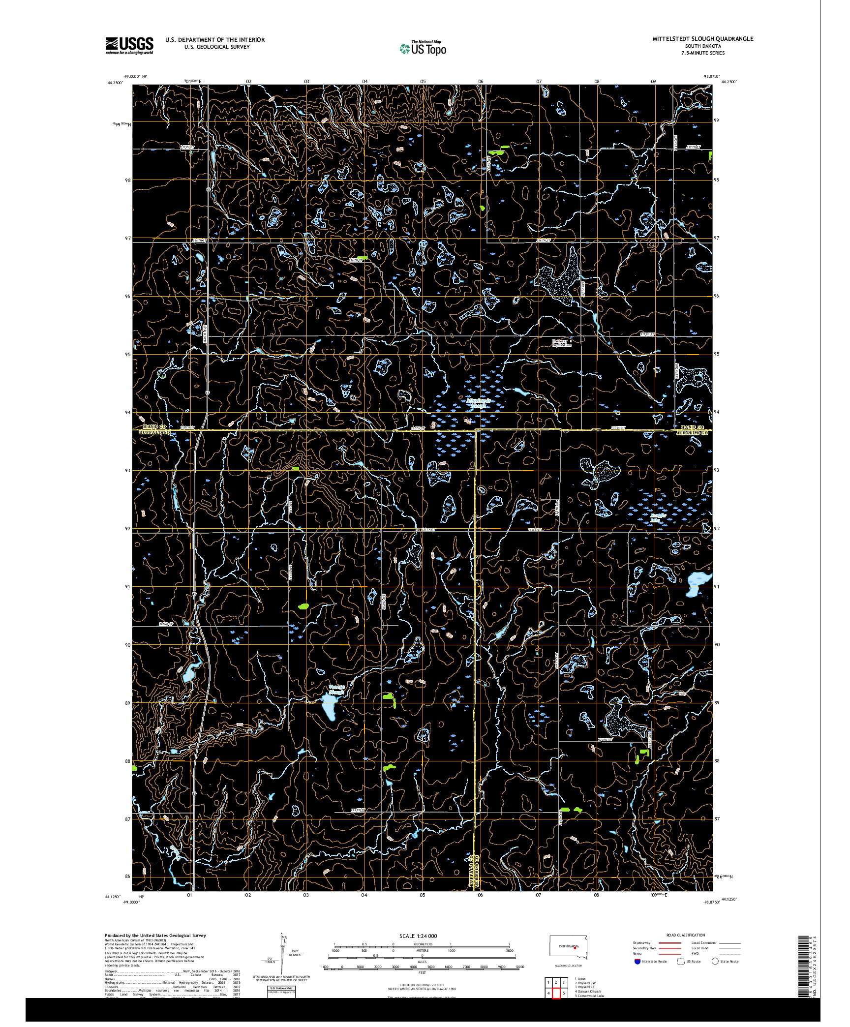 USGS US TOPO 7.5-MINUTE MAP FOR MITTELSTEDT SLOUGH, SD 2017