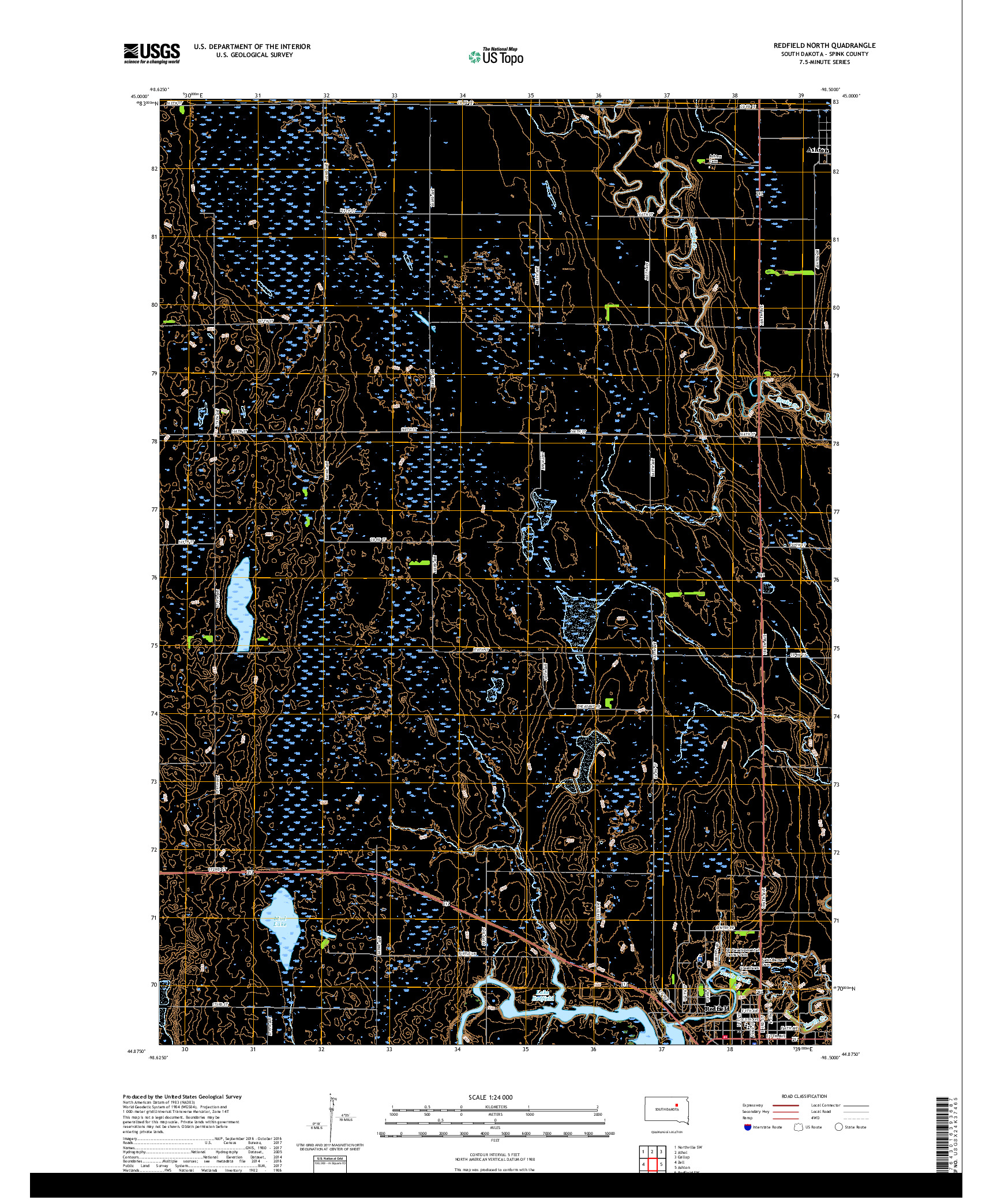 USGS US TOPO 7.5-MINUTE MAP FOR REDFIELD NORTH, SD 2017