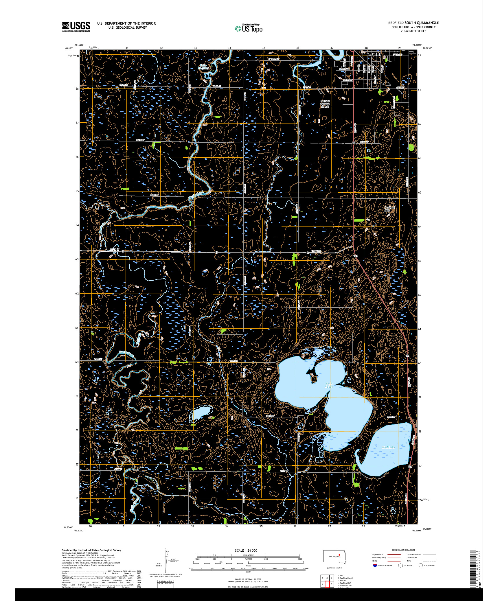 USGS US TOPO 7.5-MINUTE MAP FOR REDFIELD SOUTH, SD 2017