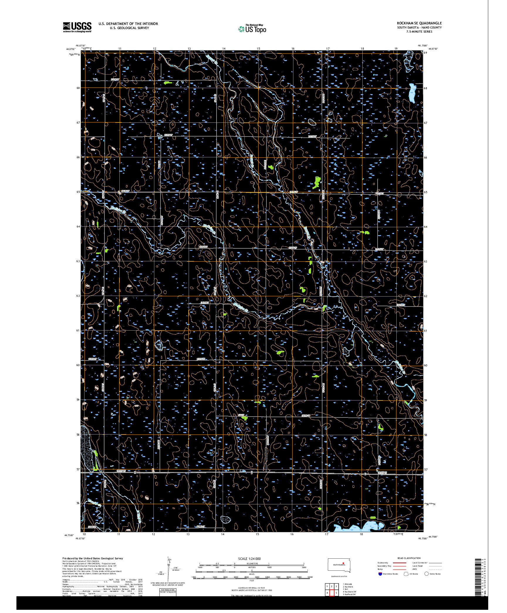 USGS US TOPO 7.5-MINUTE MAP FOR ROCKHAM SE, SD 2017