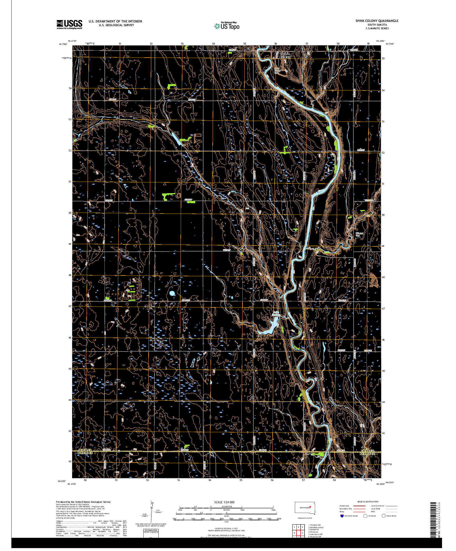 USGS US TOPO 7.5-MINUTE MAP FOR SPINK COLONY, SD 2017