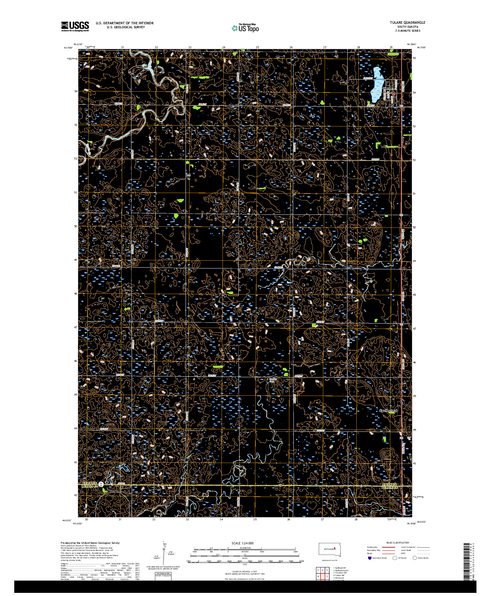 USGS US TOPO 7.5-MINUTE MAP FOR TULARE, SD 2017