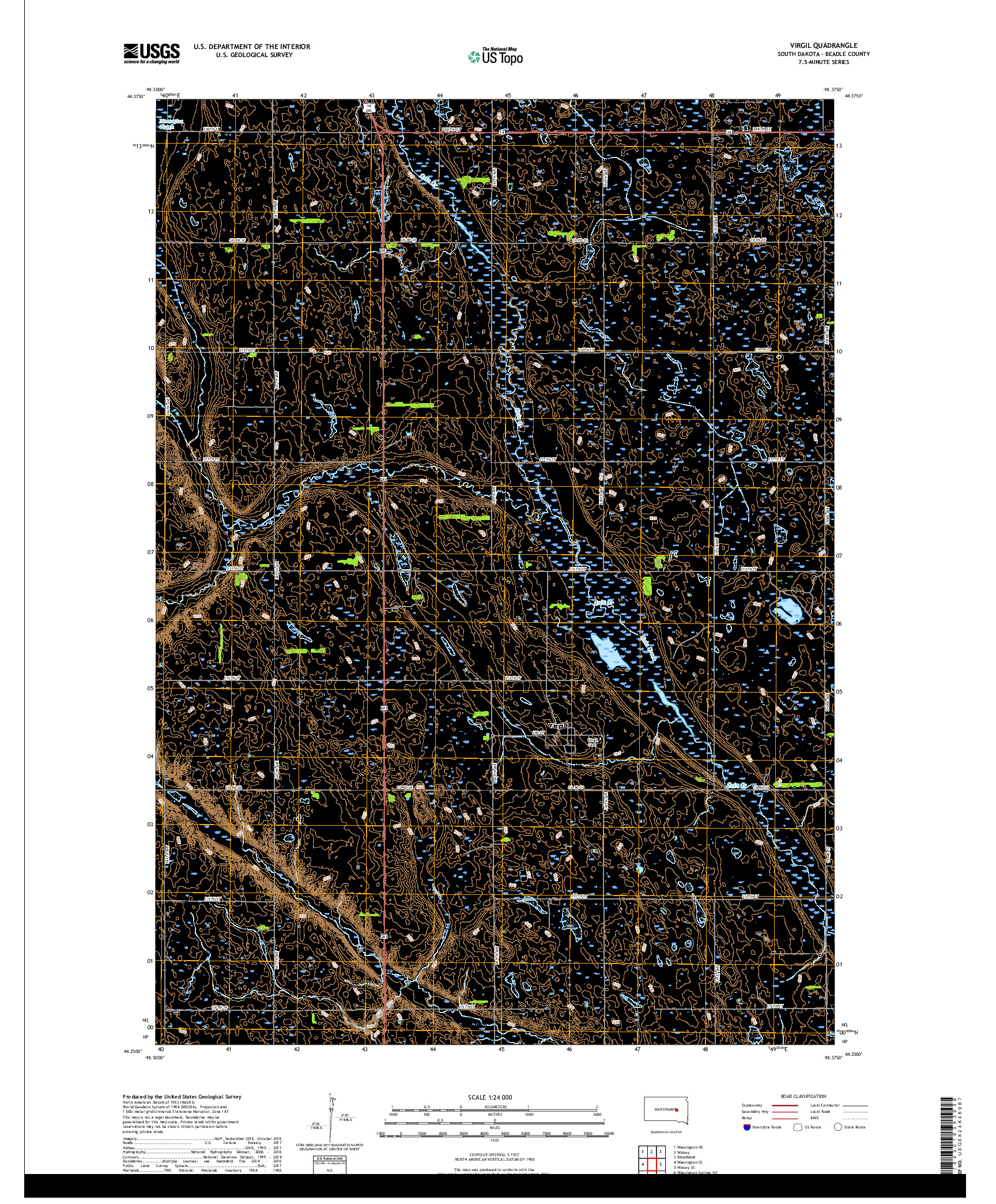 USGS US TOPO 7.5-MINUTE MAP FOR VIRGIL, SD 2017