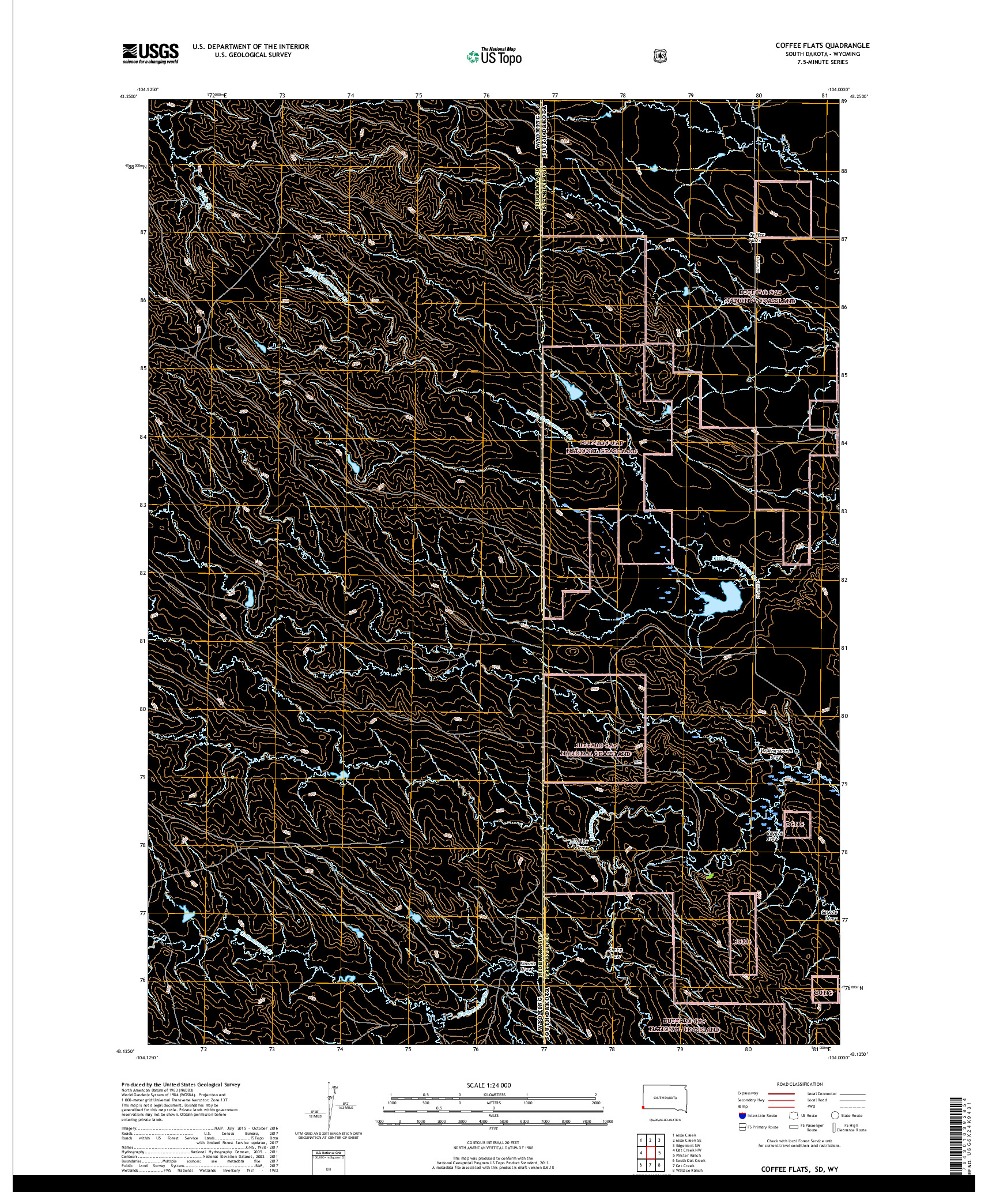 USGS US TOPO 7.5-MINUTE MAP FOR COFFEE FLATS, SD,WY 2017