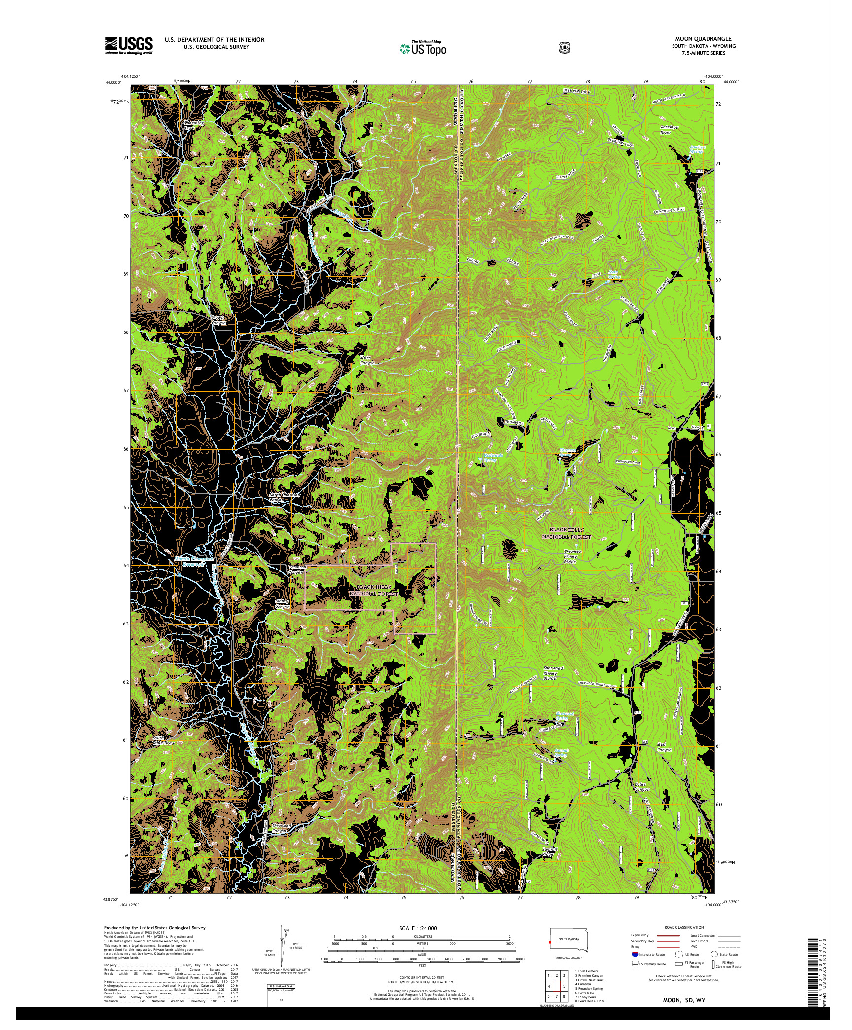 USGS US TOPO 7.5-MINUTE MAP FOR MOON, SD,WY 2017