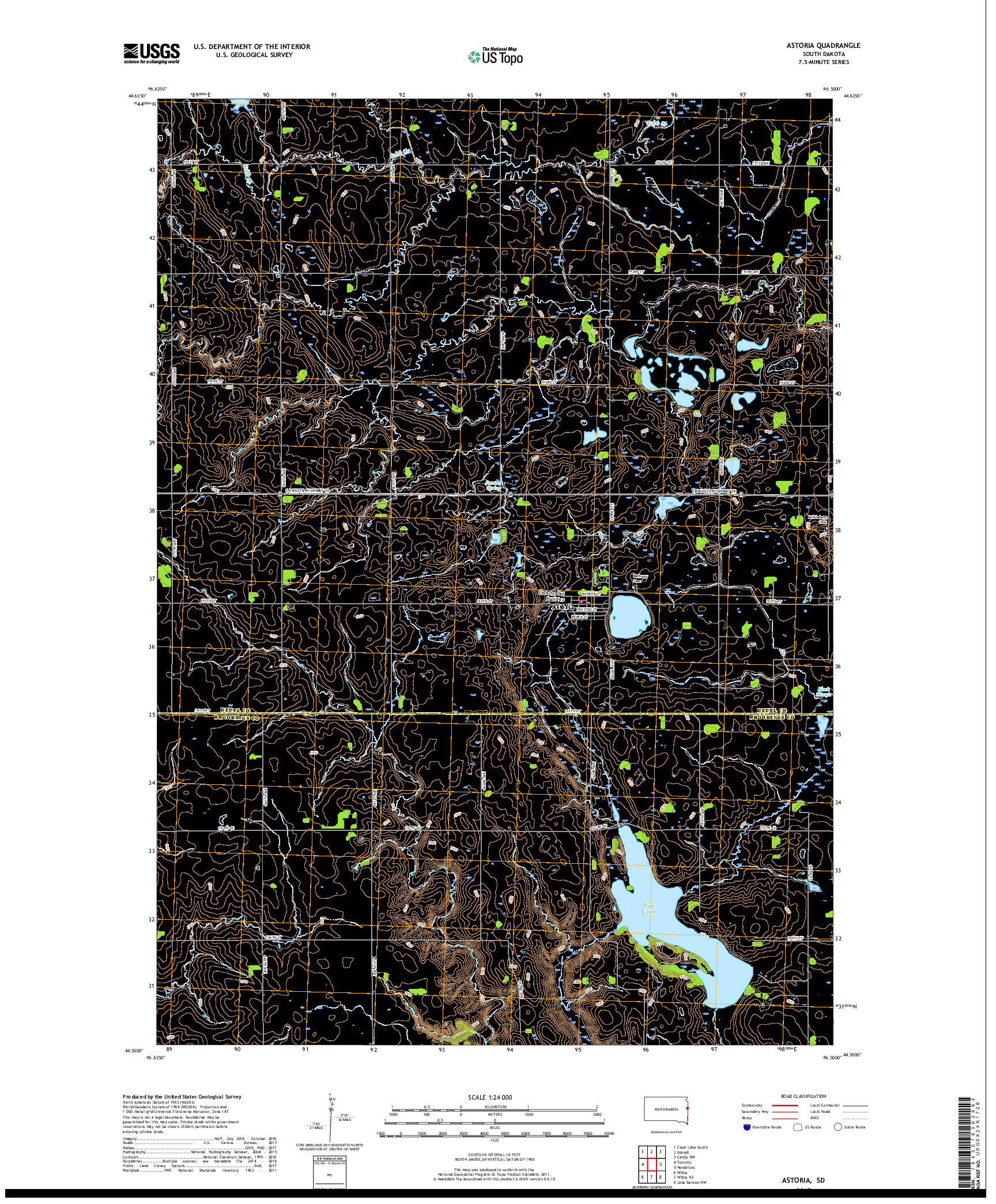 USGS US TOPO 7.5-MINUTE MAP FOR ASTORIA, SD 2017