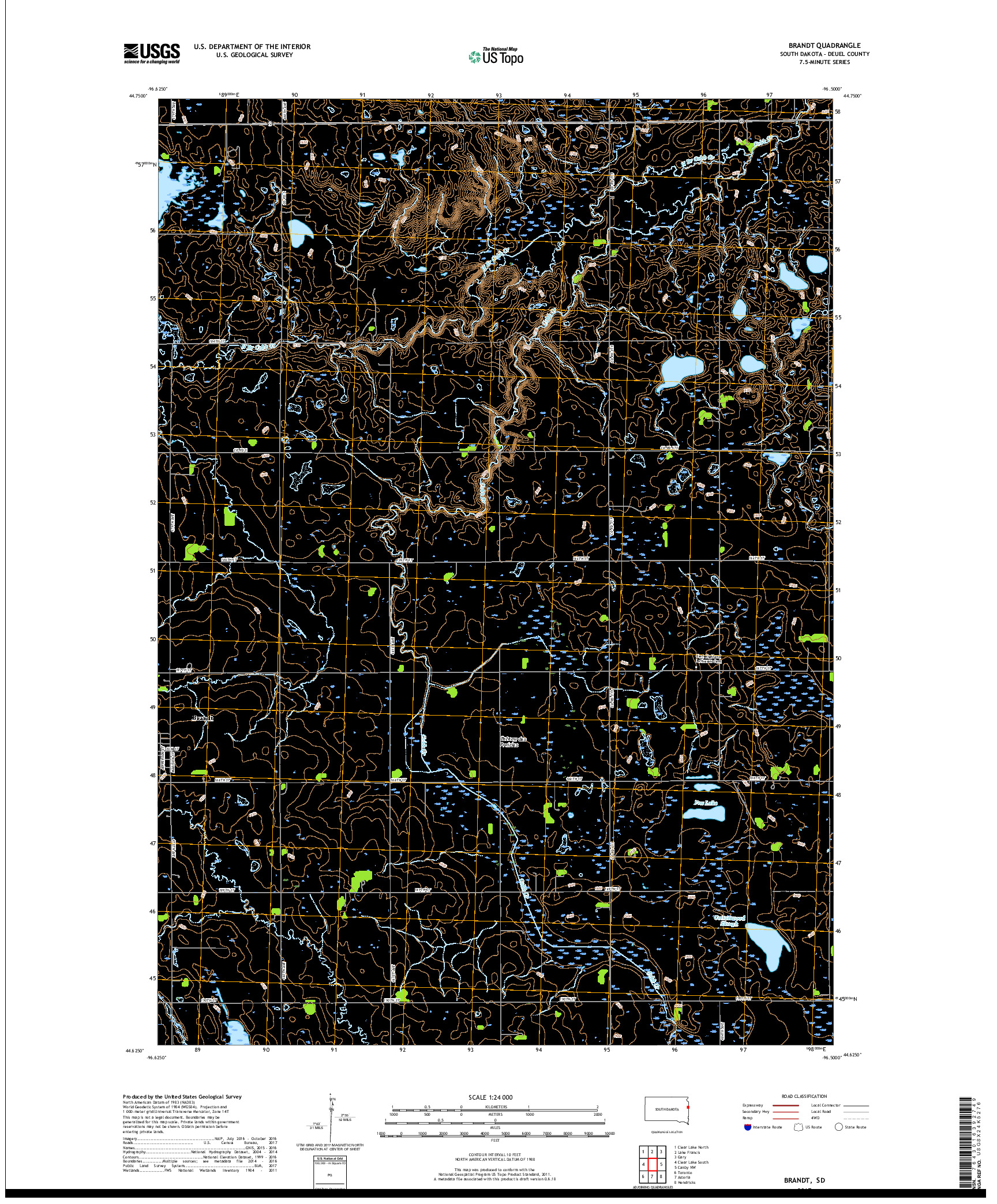 USGS US TOPO 7.5-MINUTE MAP FOR BRANDT, SD 2017