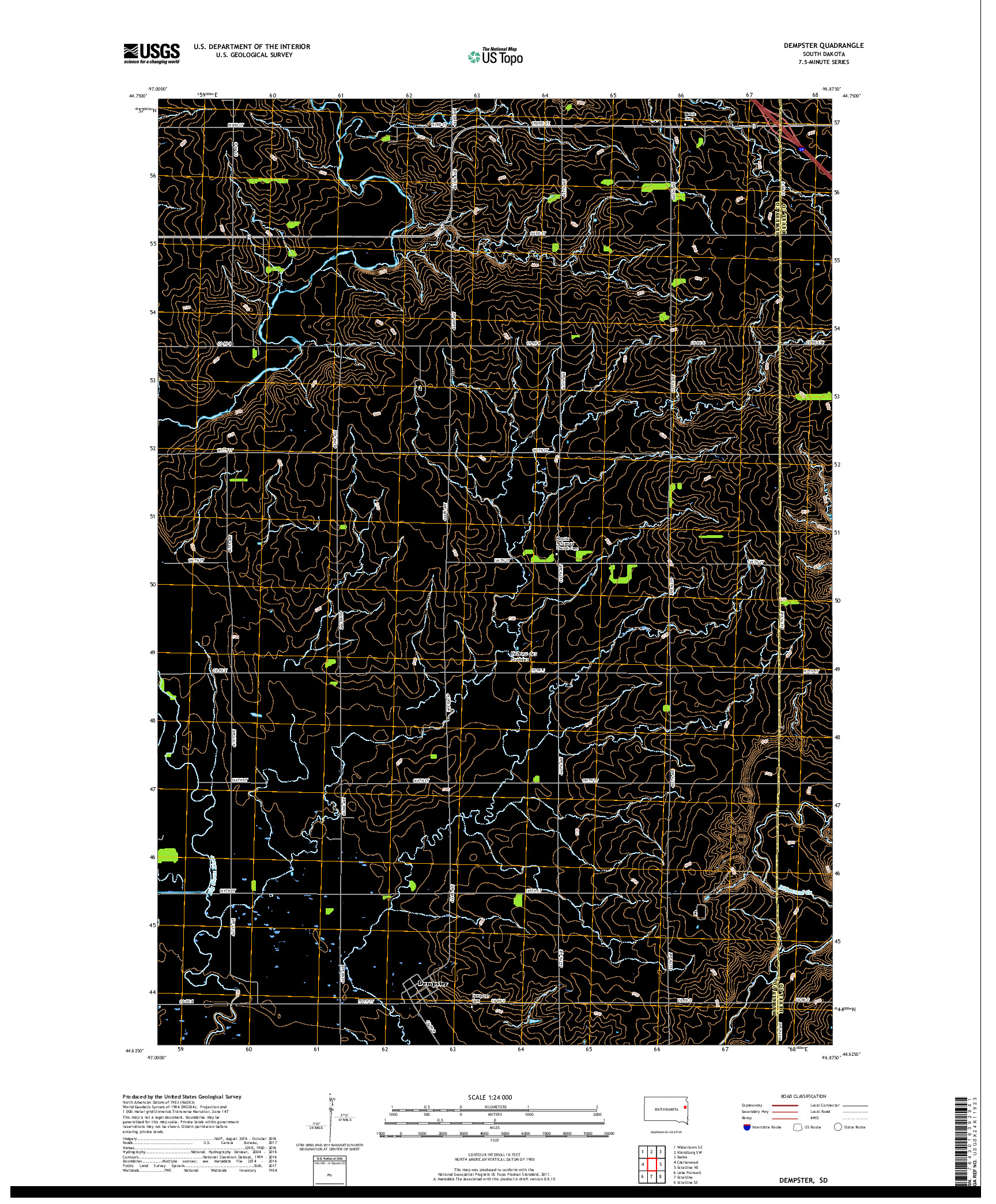 USGS US TOPO 7.5-MINUTE MAP FOR DEMPSTER, SD 2017