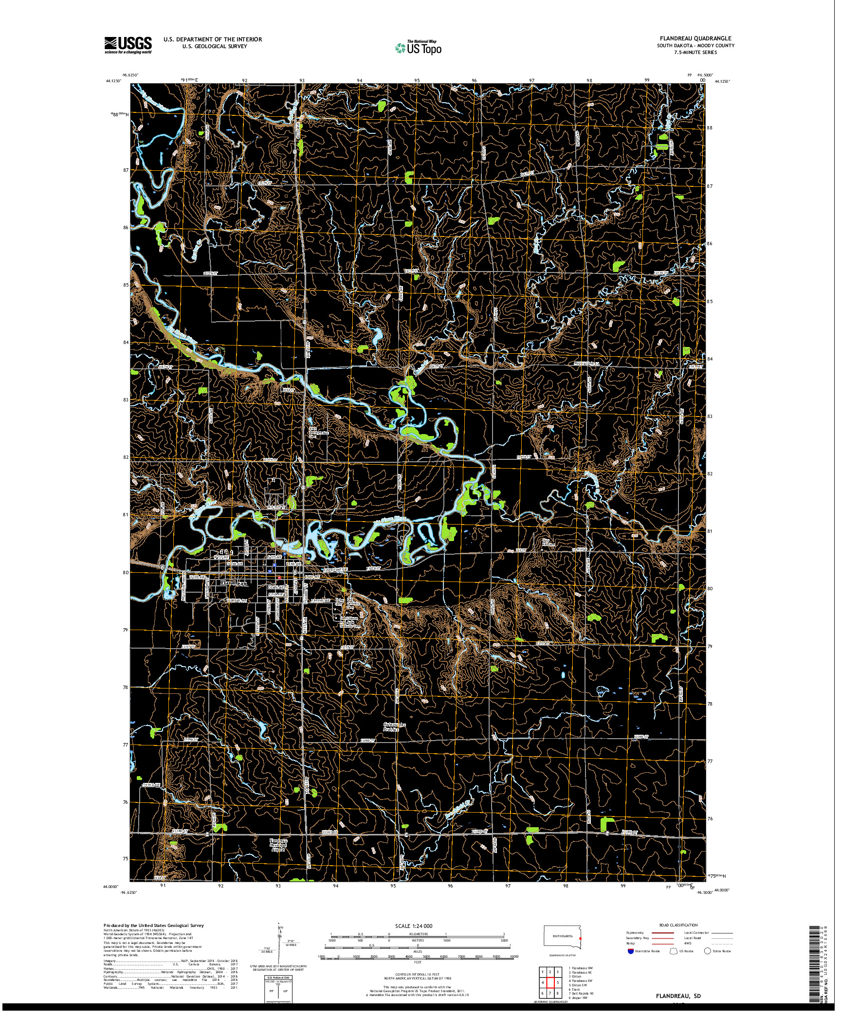 USGS US TOPO 7.5-MINUTE MAP FOR FLANDREAU, SD 2017