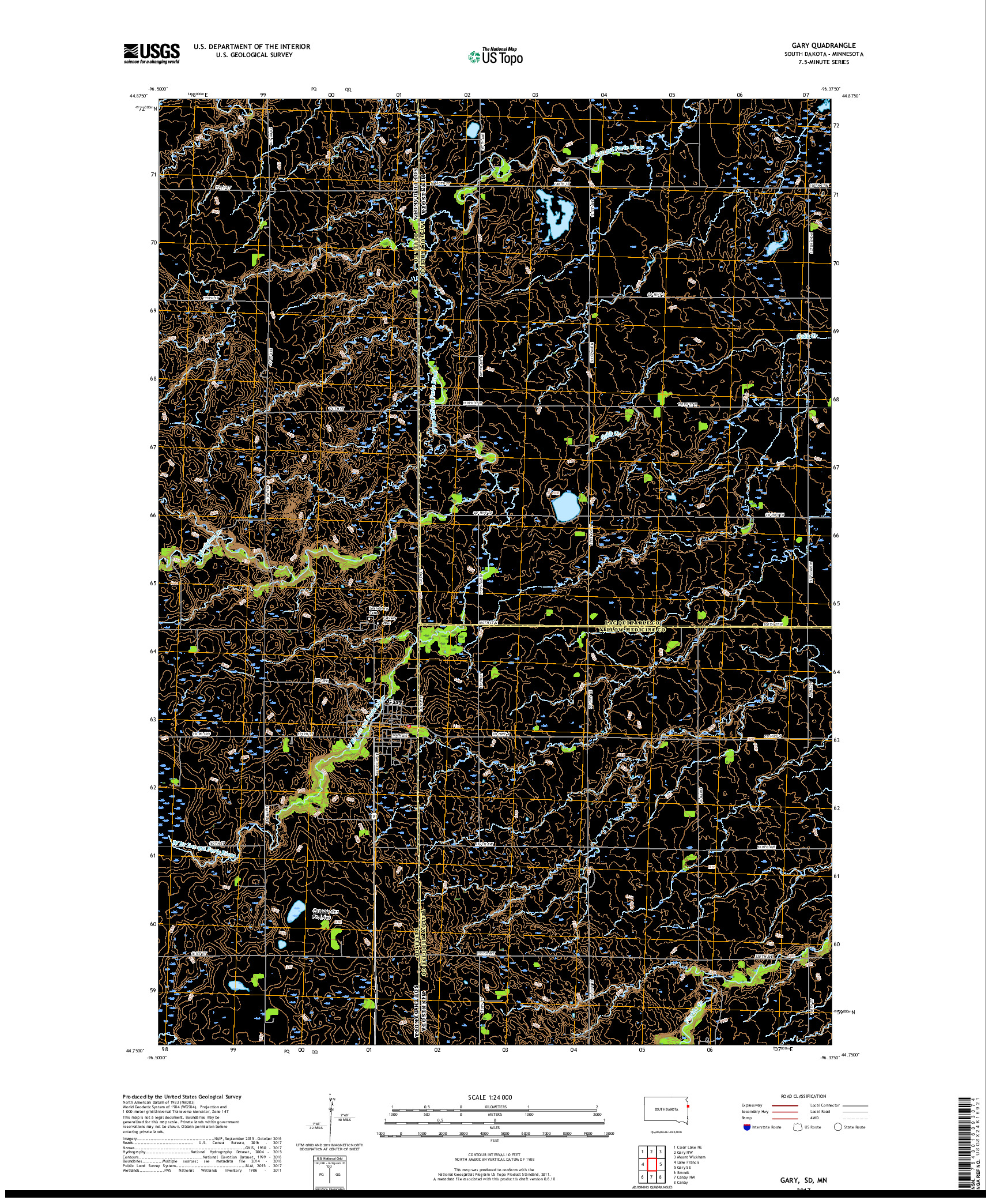 USGS US TOPO 7.5-MINUTE MAP FOR GARY, SD,MN 2017