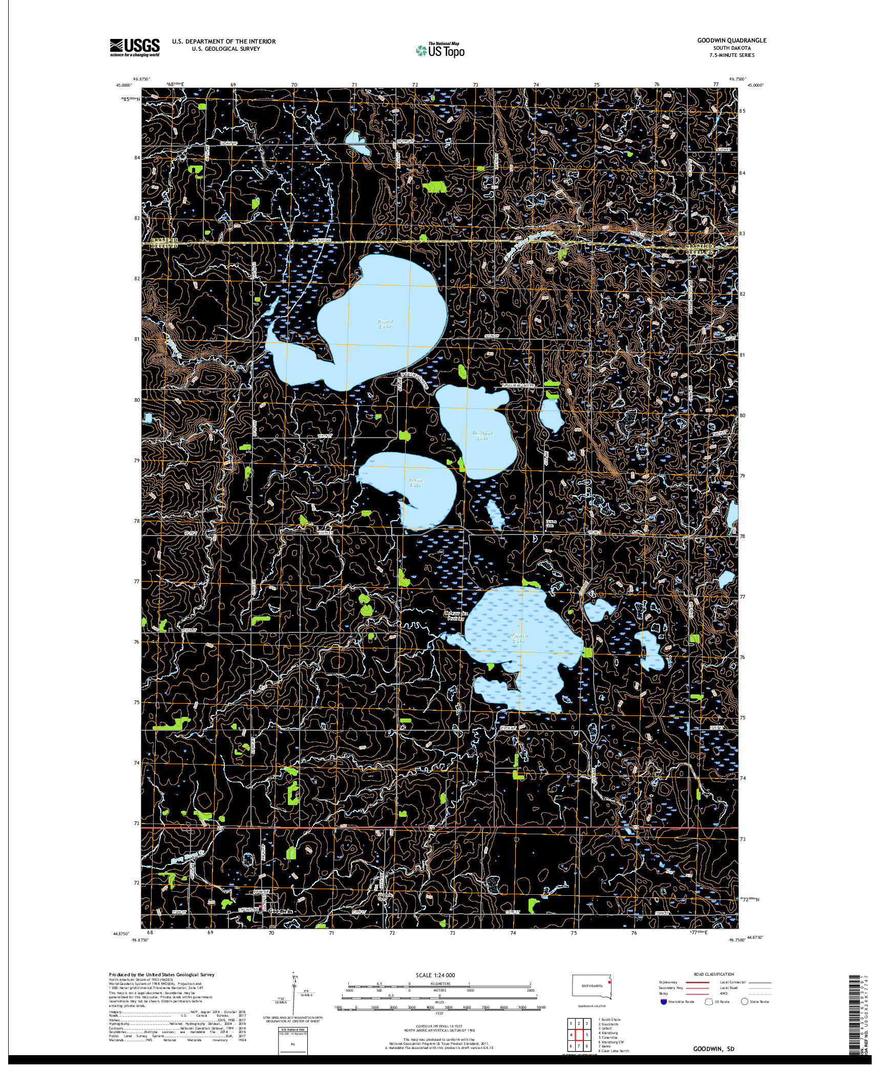 USGS US TOPO 7.5-MINUTE MAP FOR GOODWIN, SD 2017