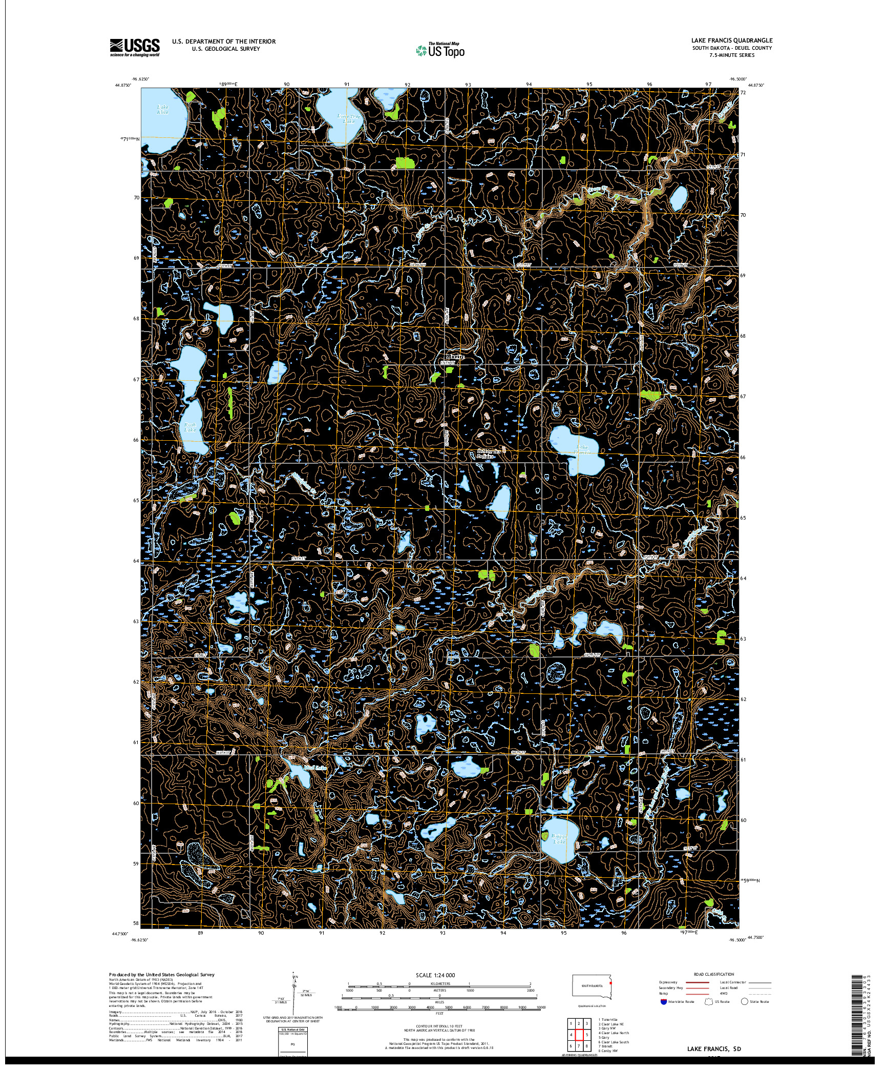 USGS US TOPO 7.5-MINUTE MAP FOR LAKE FRANCIS, SD 2017