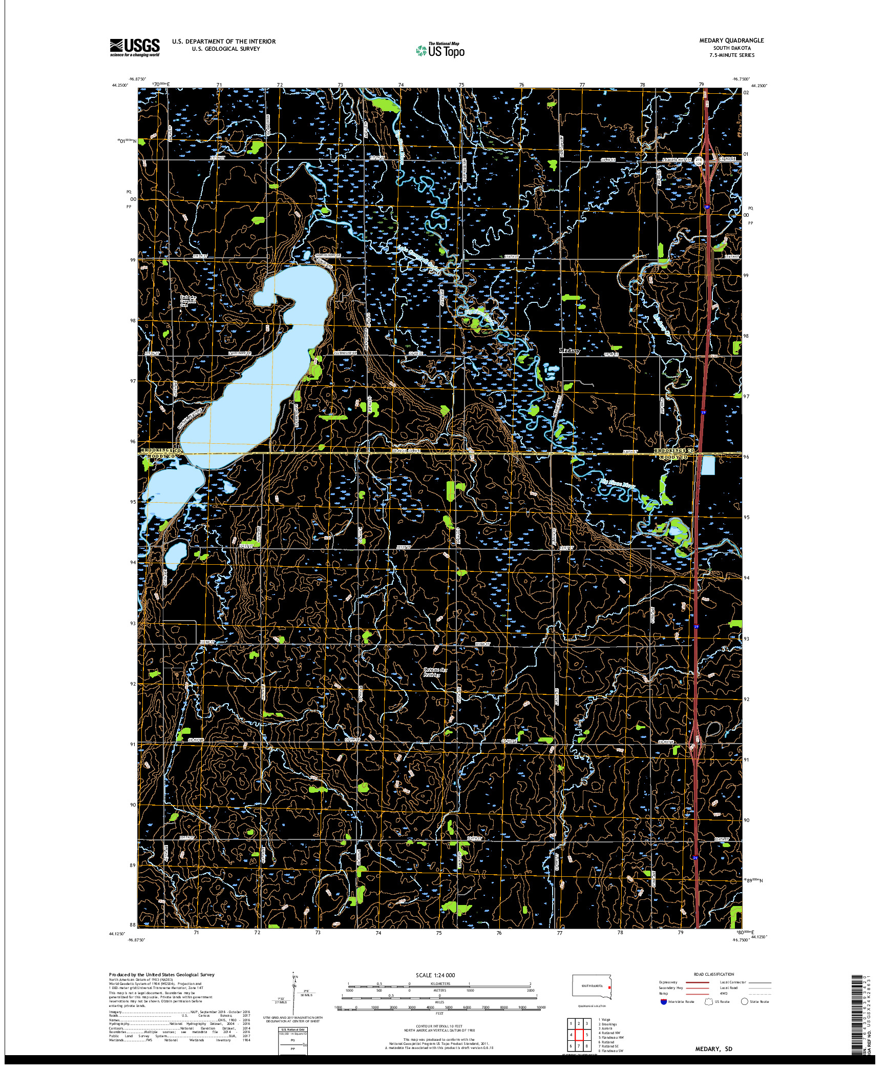 USGS US TOPO 7.5-MINUTE MAP FOR MEDARY, SD 2017