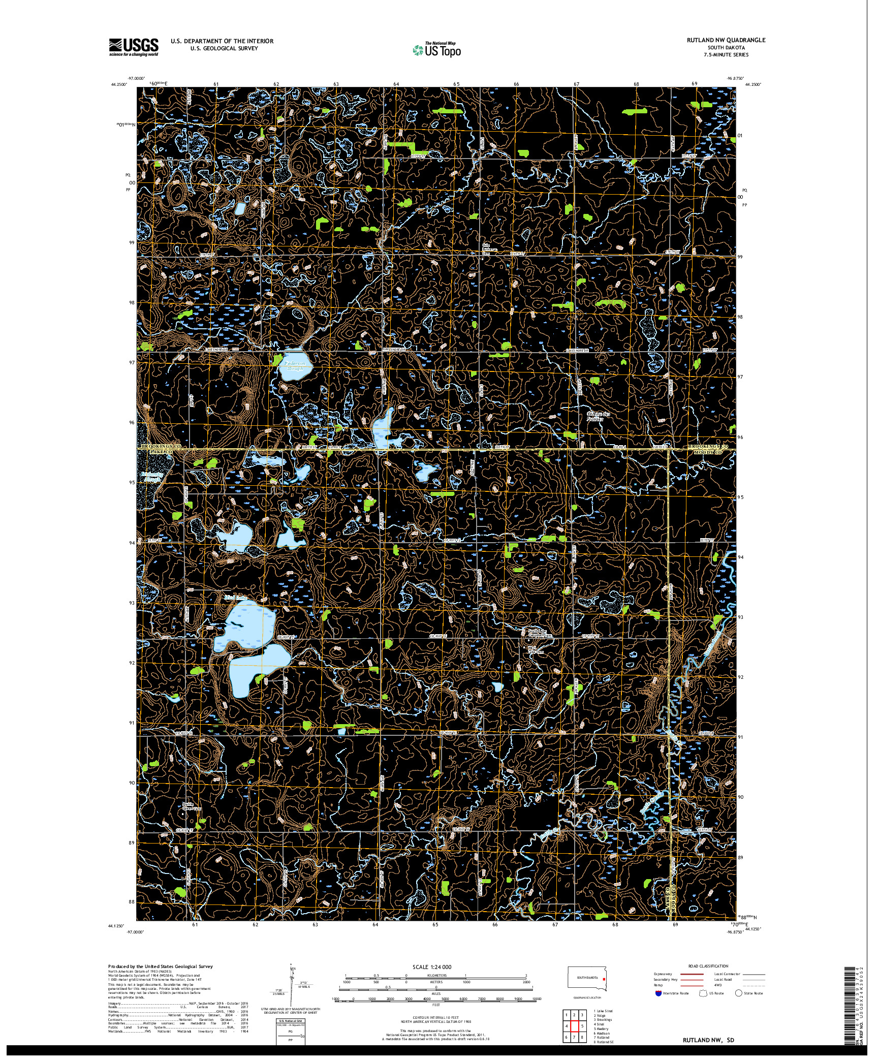 USGS US TOPO 7.5-MINUTE MAP FOR RUTLAND NW, SD 2017