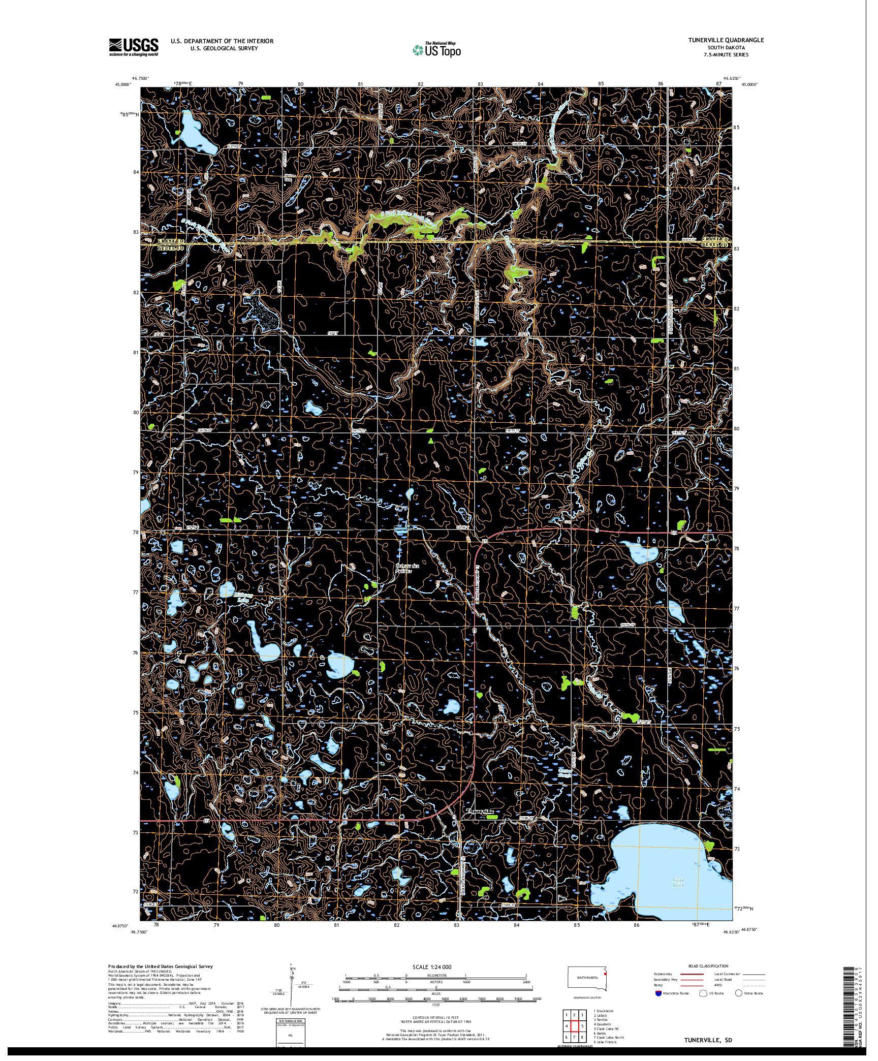 USGS US TOPO 7.5-MINUTE MAP FOR TUNERVILLE, SD 2017