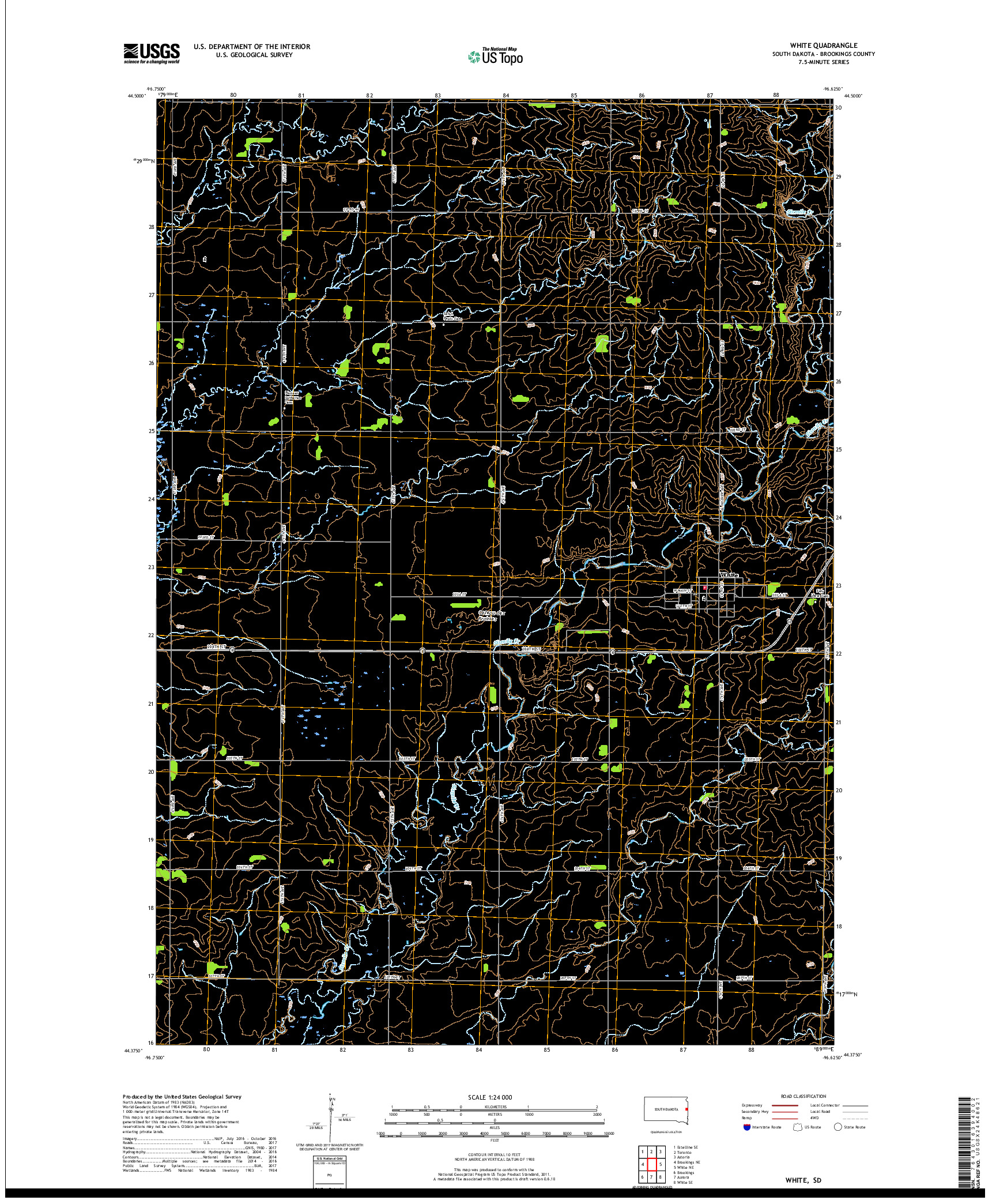 USGS US TOPO 7.5-MINUTE MAP FOR WHITE, SD 2017