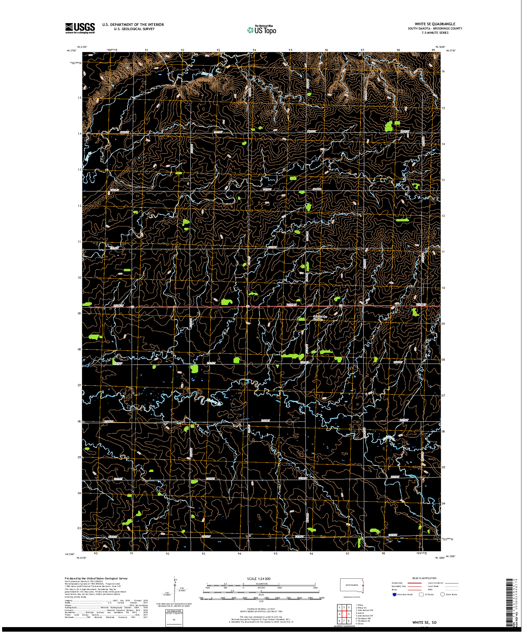 USGS US TOPO 7.5-MINUTE MAP FOR WHITE SE, SD 2017