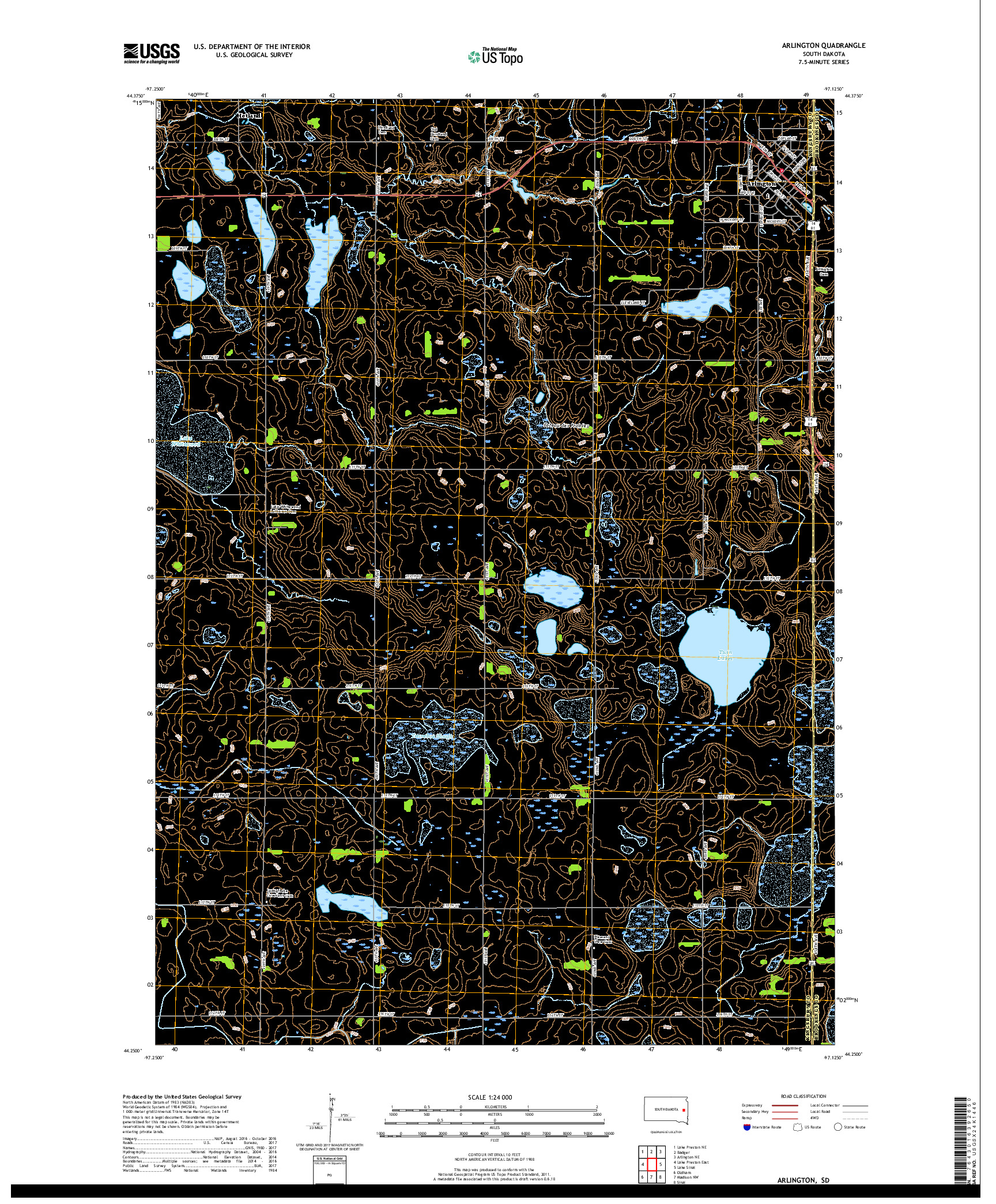 USGS US TOPO 7.5-MINUTE MAP FOR ARLINGTON, SD 2017