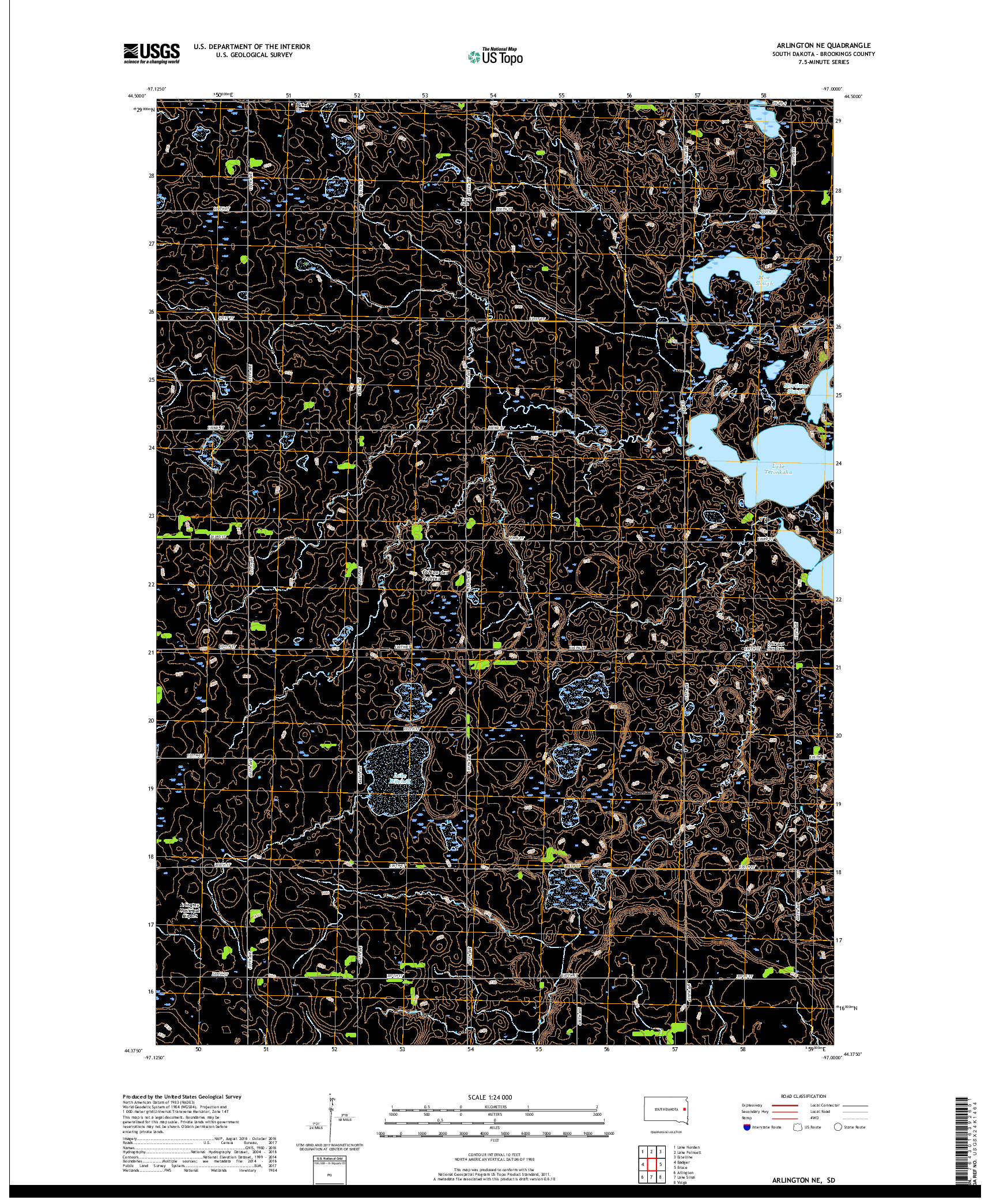 USGS US TOPO 7.5-MINUTE MAP FOR ARLINGTON NE, SD 2017