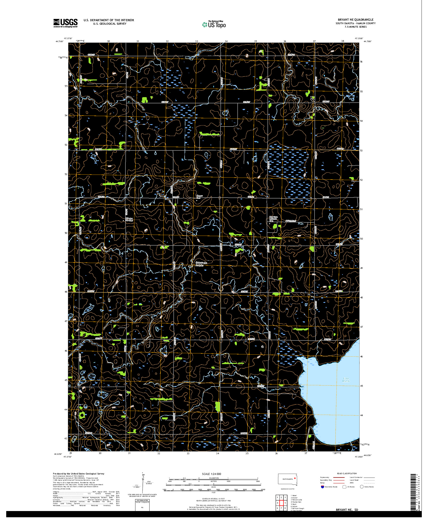 USGS US TOPO 7.5-MINUTE MAP FOR BRYANT NE, SD 2017