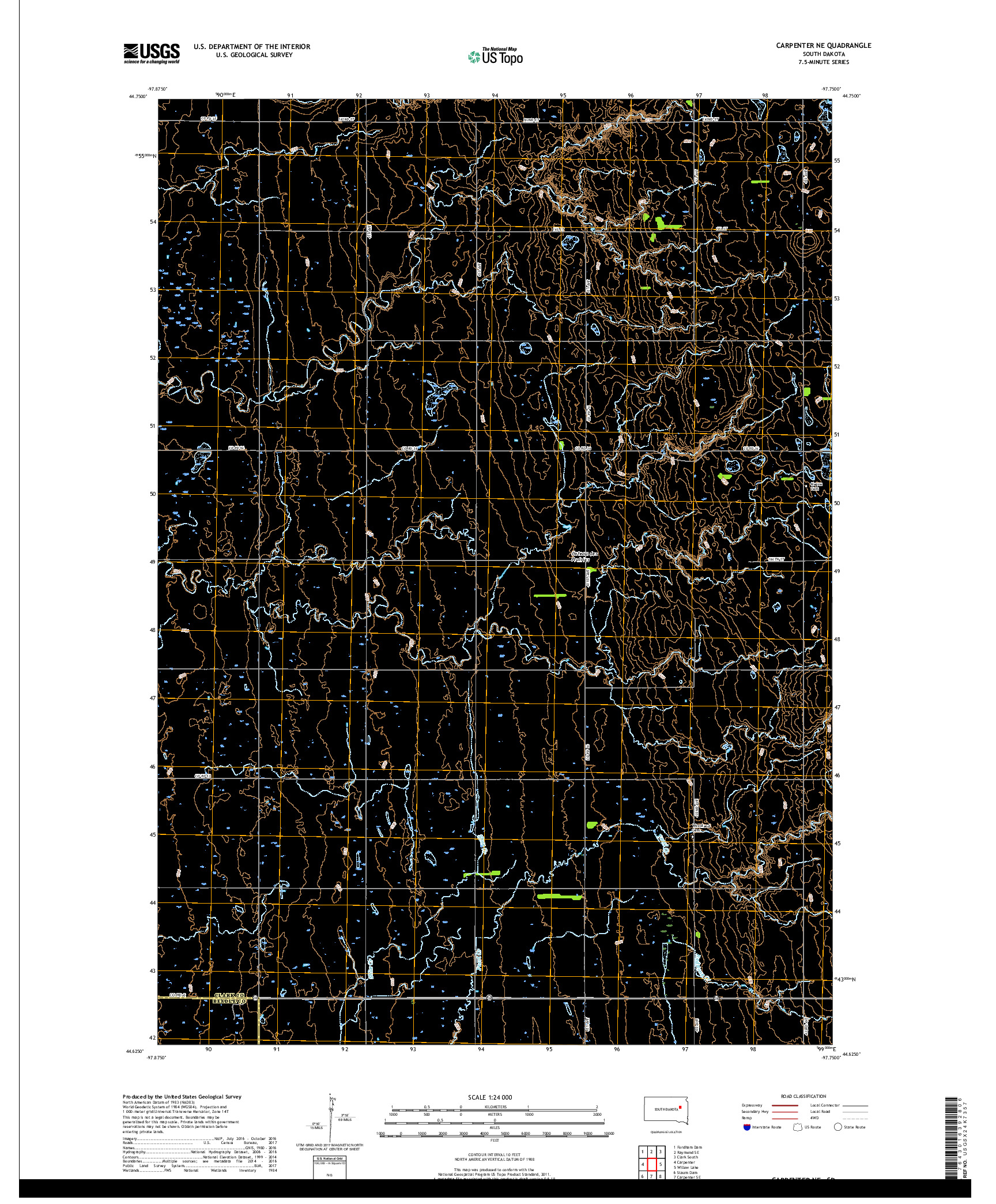 USGS US TOPO 7.5-MINUTE MAP FOR CARPENTER NE, SD 2017