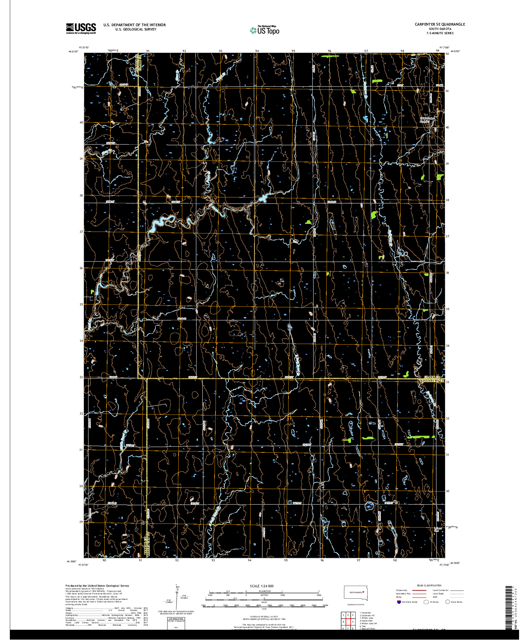 USGS US TOPO 7.5-MINUTE MAP FOR CARPENTER SE, SD 2017