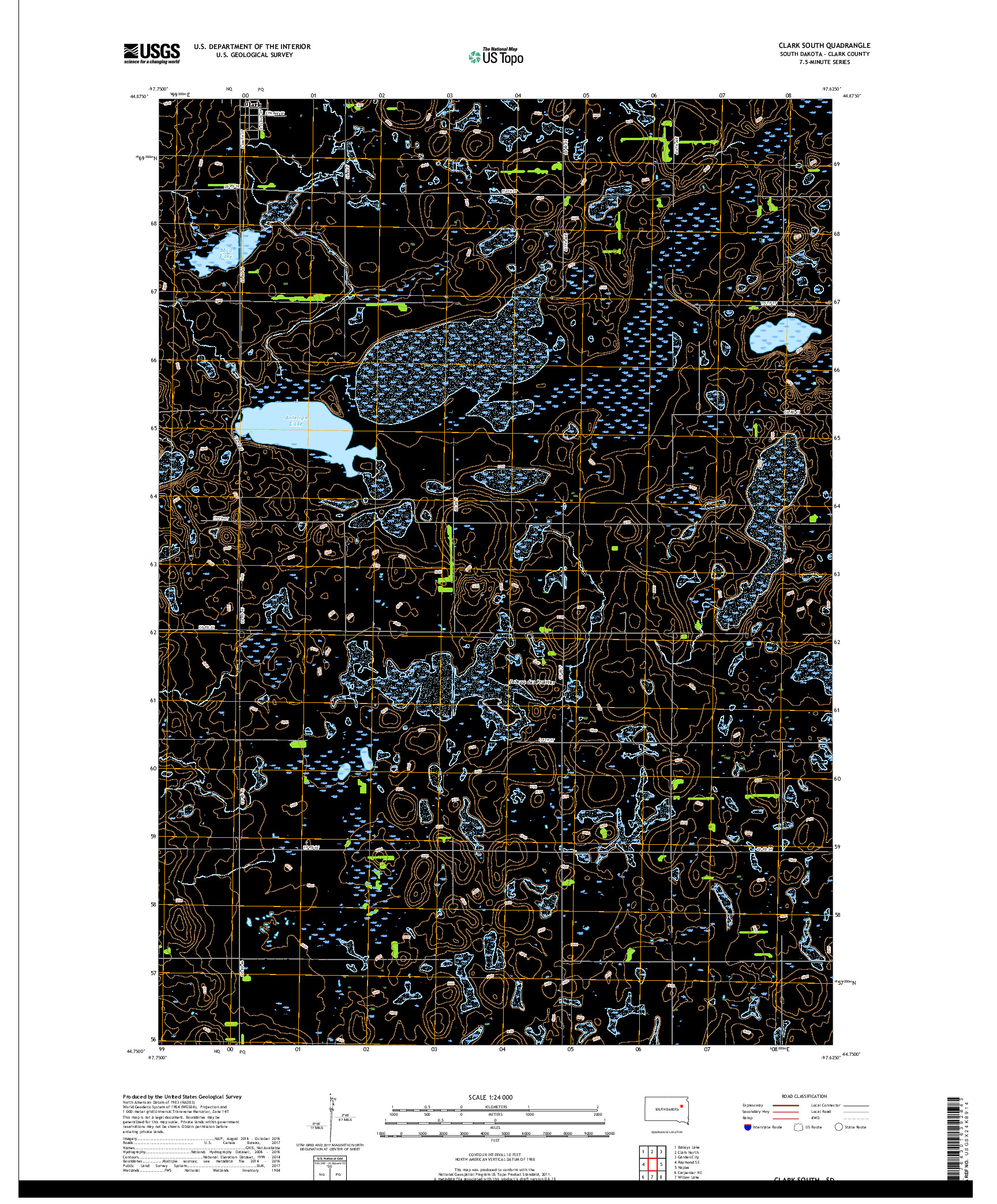 USGS US TOPO 7.5-MINUTE MAP FOR CLARK SOUTH, SD 2017