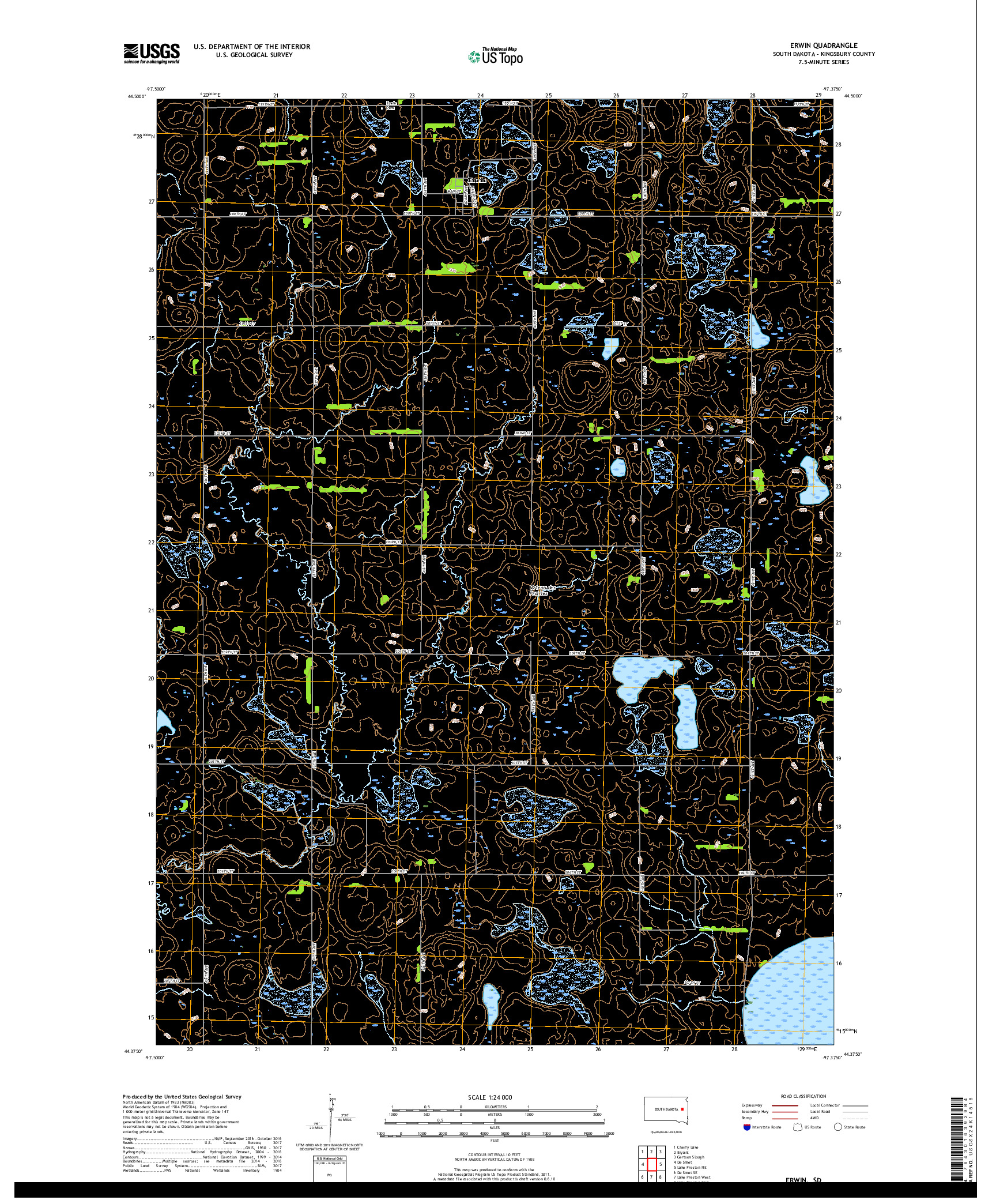 USGS US TOPO 7.5-MINUTE MAP FOR ERWIN, SD 2017