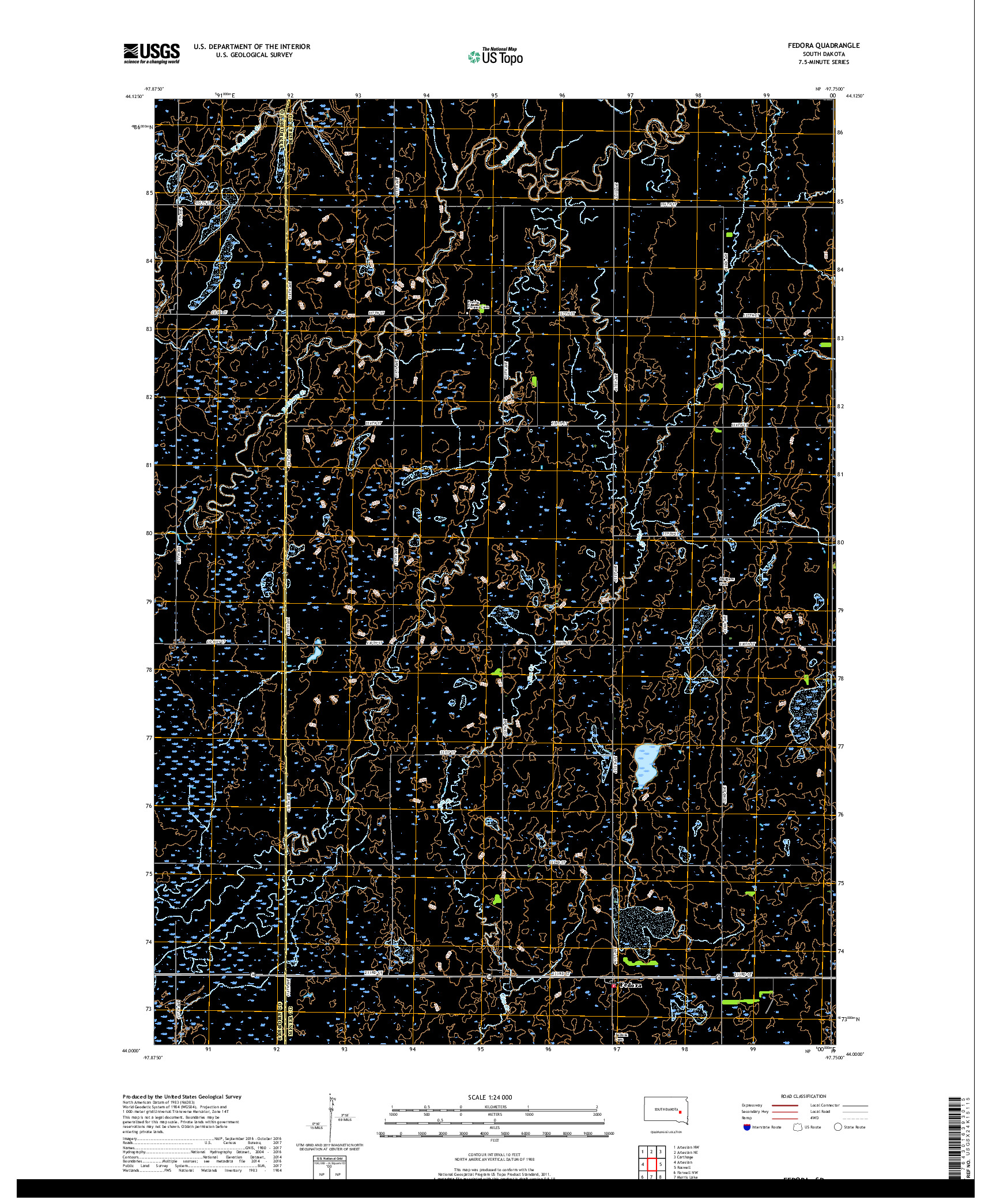 USGS US TOPO 7.5-MINUTE MAP FOR FEDORA, SD 2017