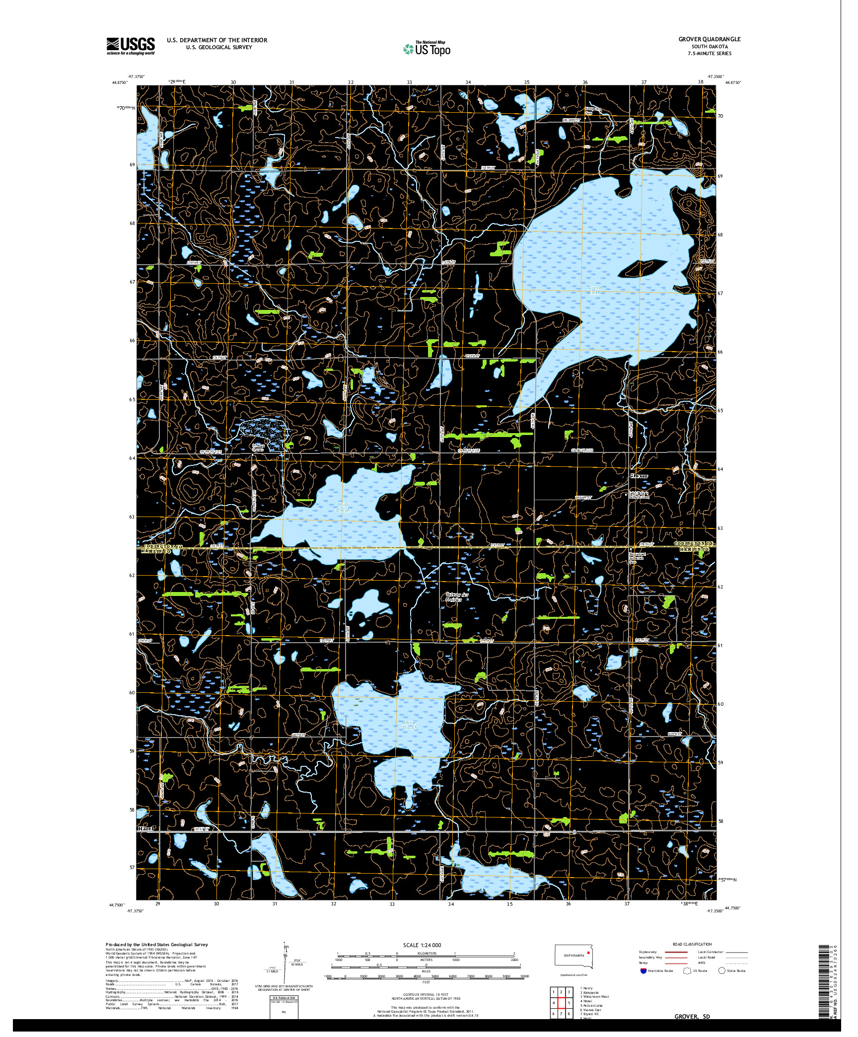 USGS US TOPO 7.5-MINUTE MAP FOR GROVER, SD 2017