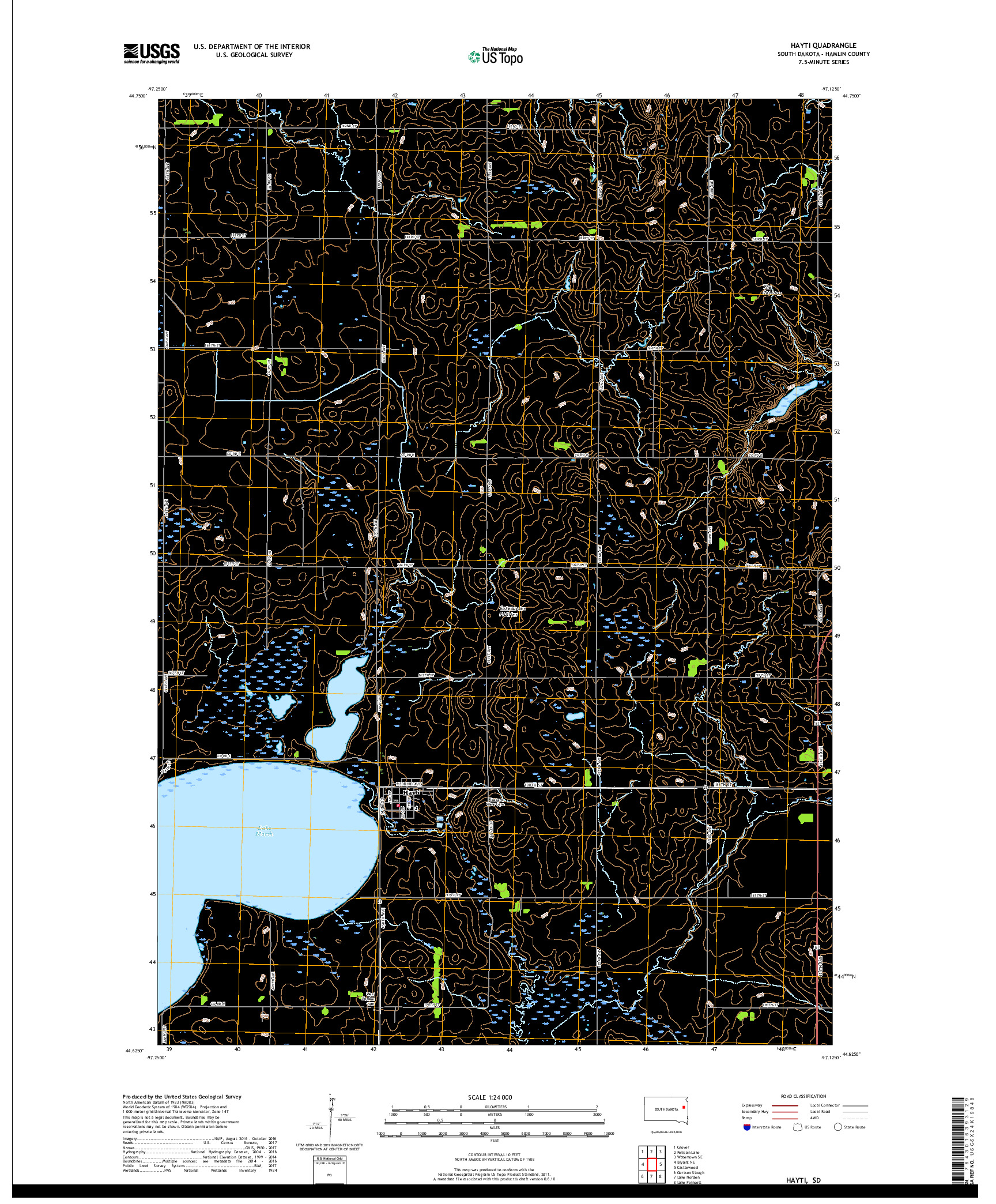 USGS US TOPO 7.5-MINUTE MAP FOR HAYTI, SD 2017