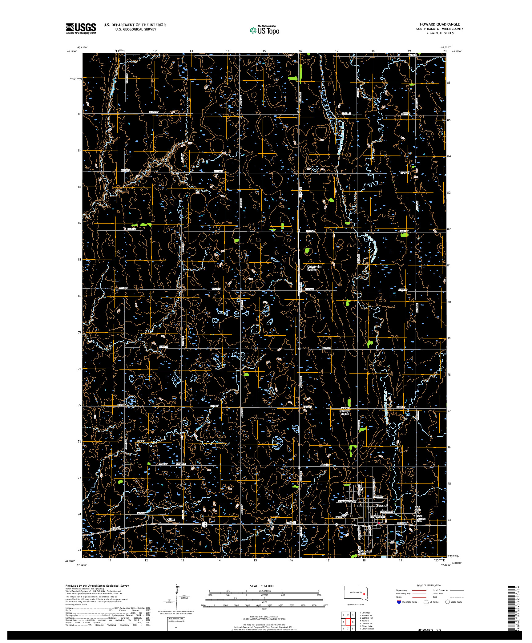 USGS US TOPO 7.5-MINUTE MAP FOR HOWARD, SD 2017