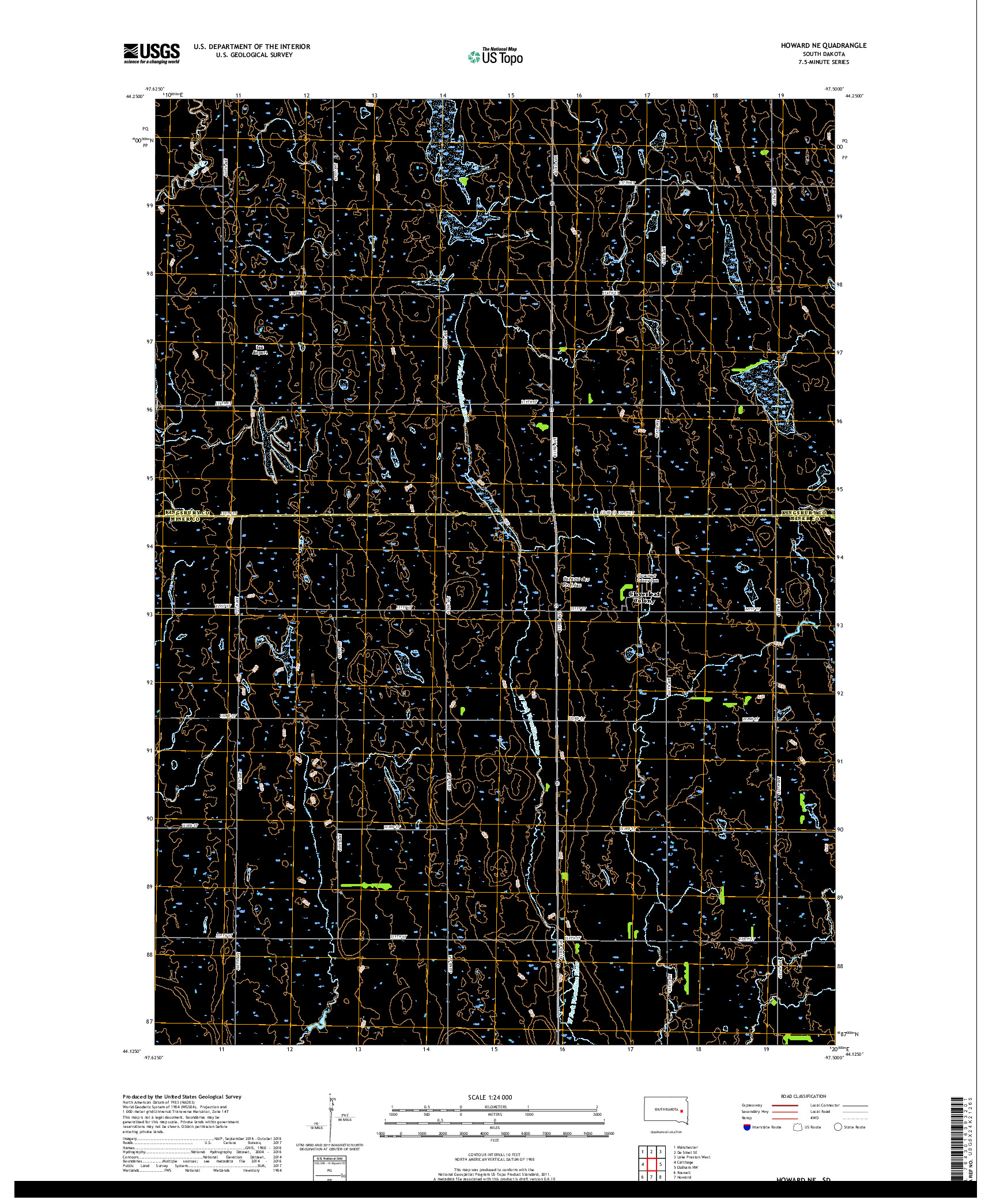 USGS US TOPO 7.5-MINUTE MAP FOR HOWARD NE, SD 2017