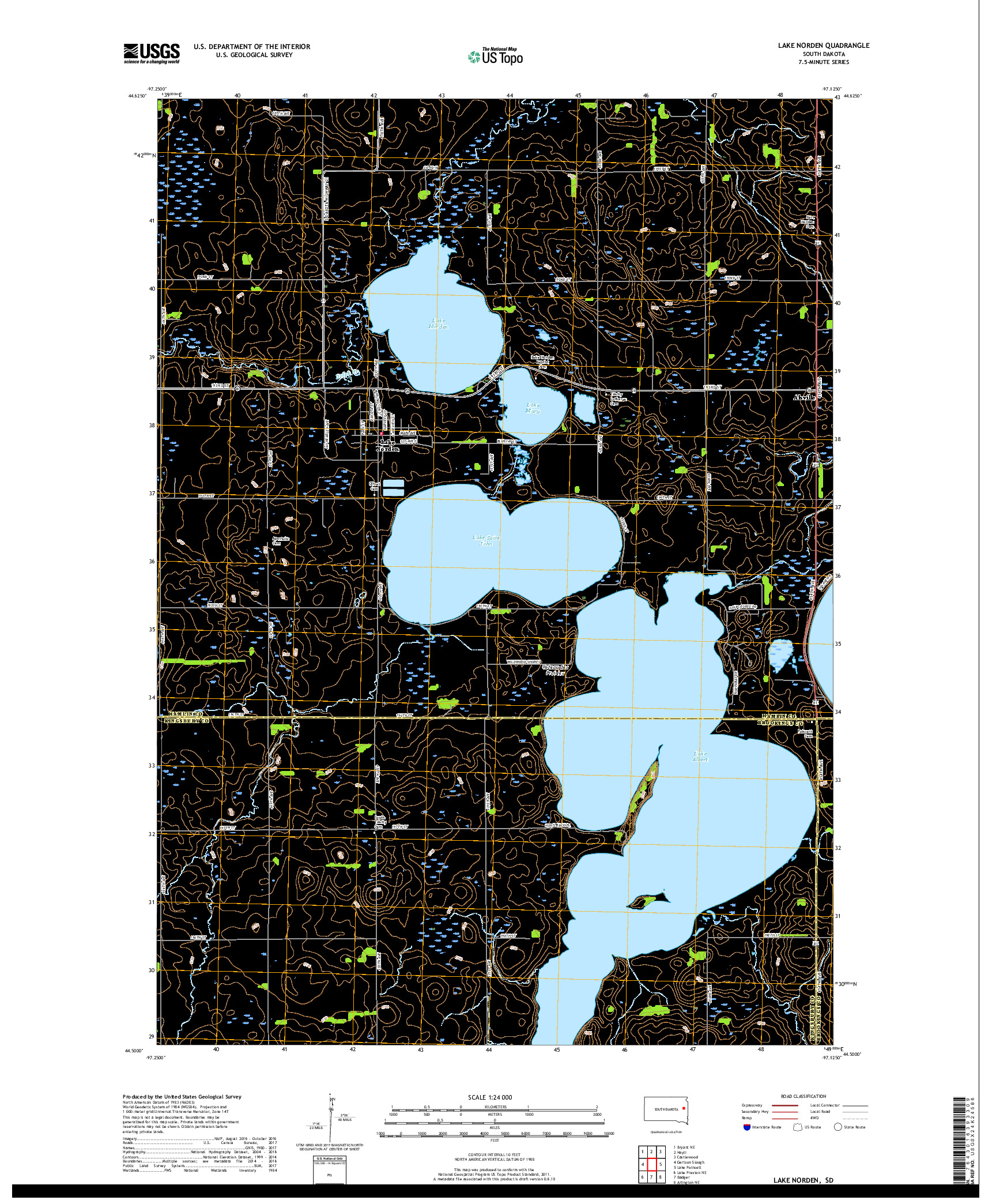 USGS US TOPO 7.5-MINUTE MAP FOR LAKE NORDEN, SD 2017