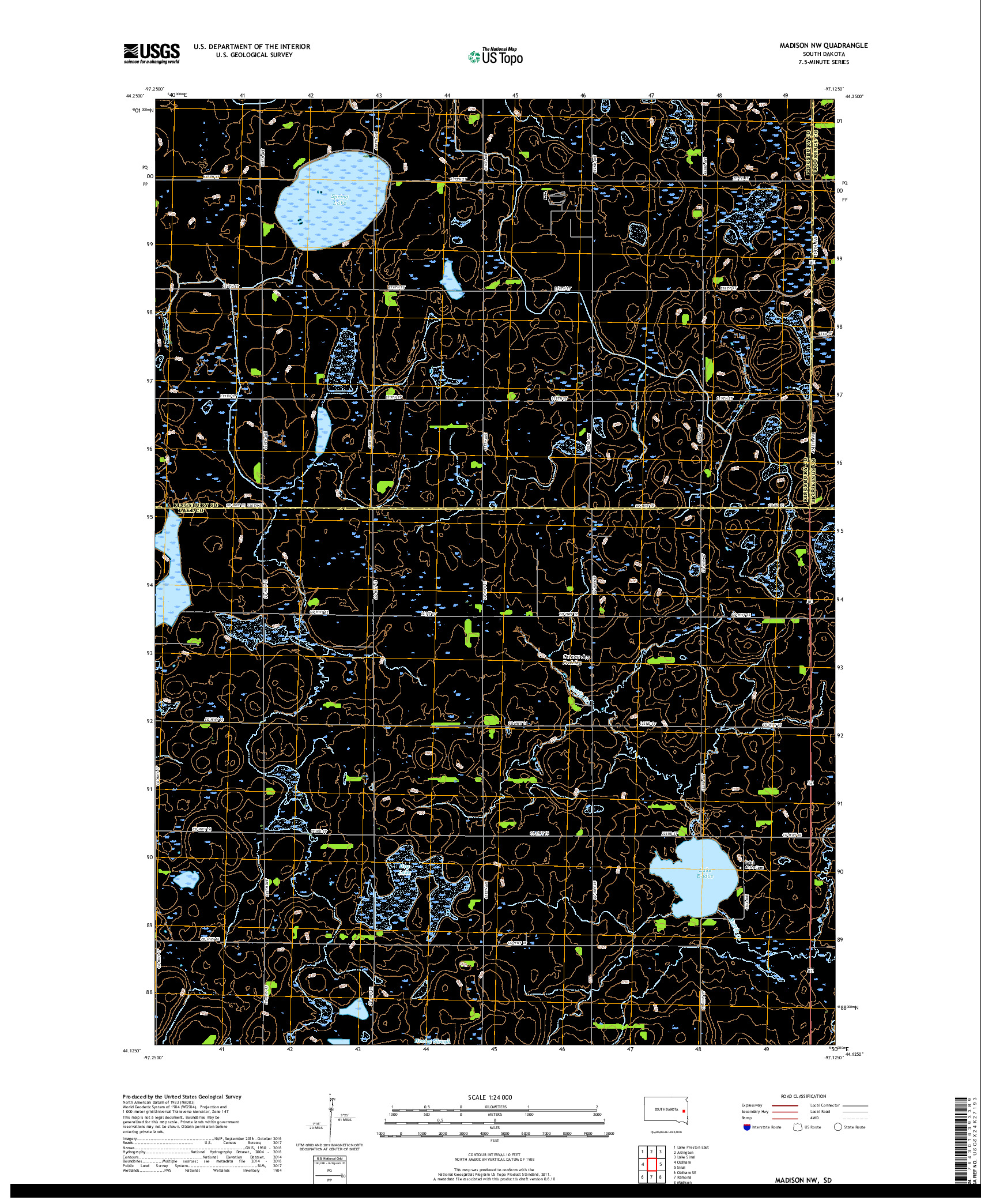 USGS US TOPO 7.5-MINUTE MAP FOR MADISON NW, SD 2017