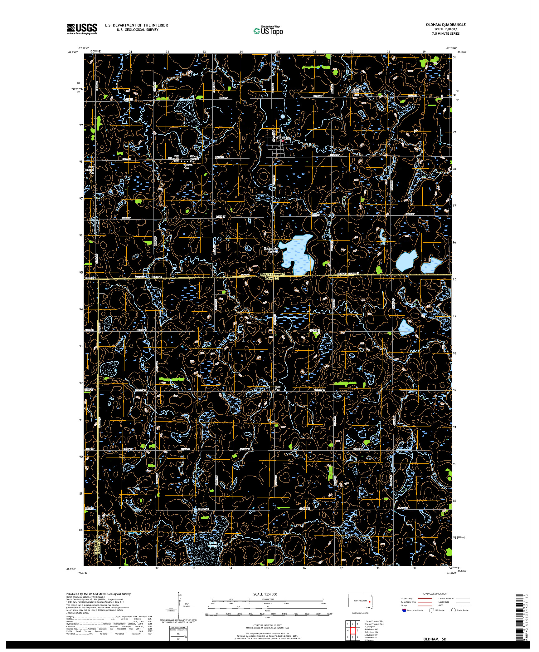 USGS US TOPO 7.5-MINUTE MAP FOR OLDHAM, SD 2017