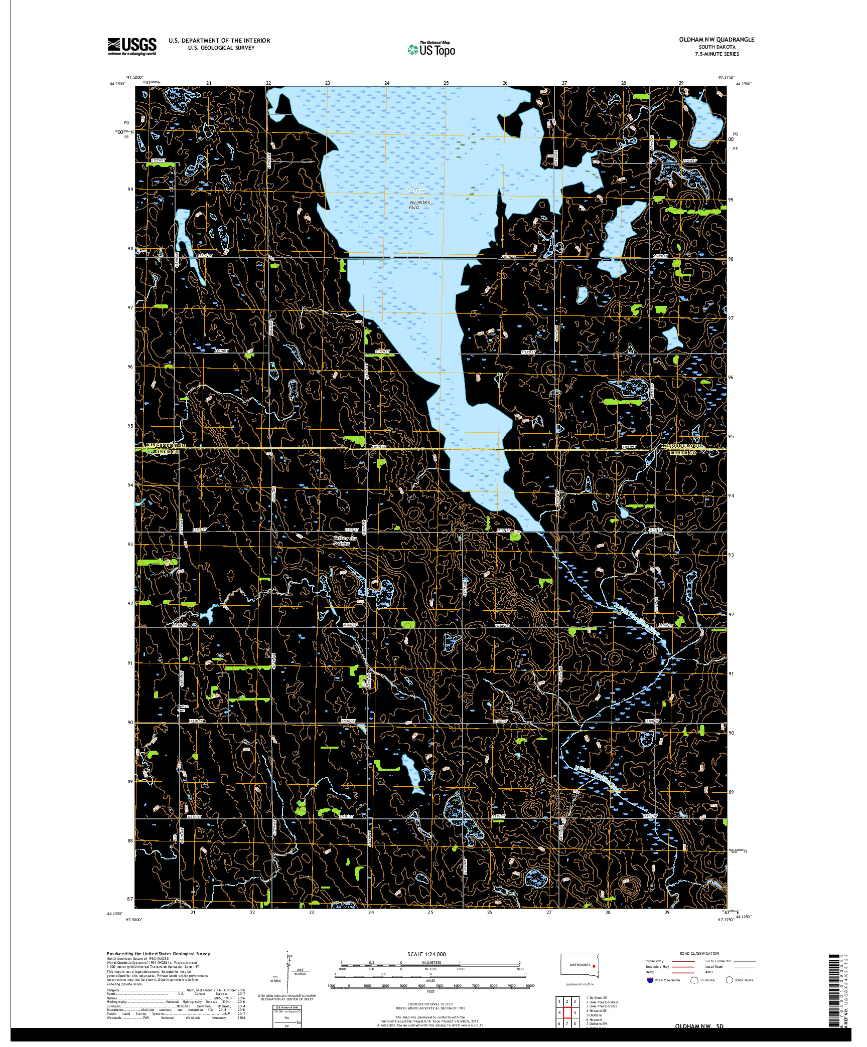 USGS US TOPO 7.5-MINUTE MAP FOR OLDHAM NW, SD 2017