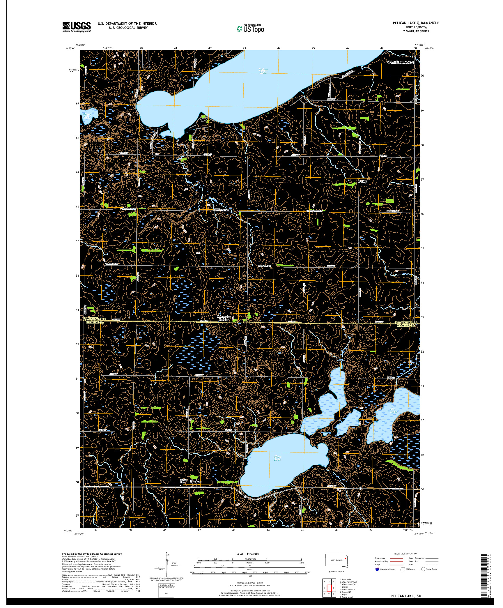 USGS US TOPO 7.5-MINUTE MAP FOR PELICAN LAKE, SD 2017