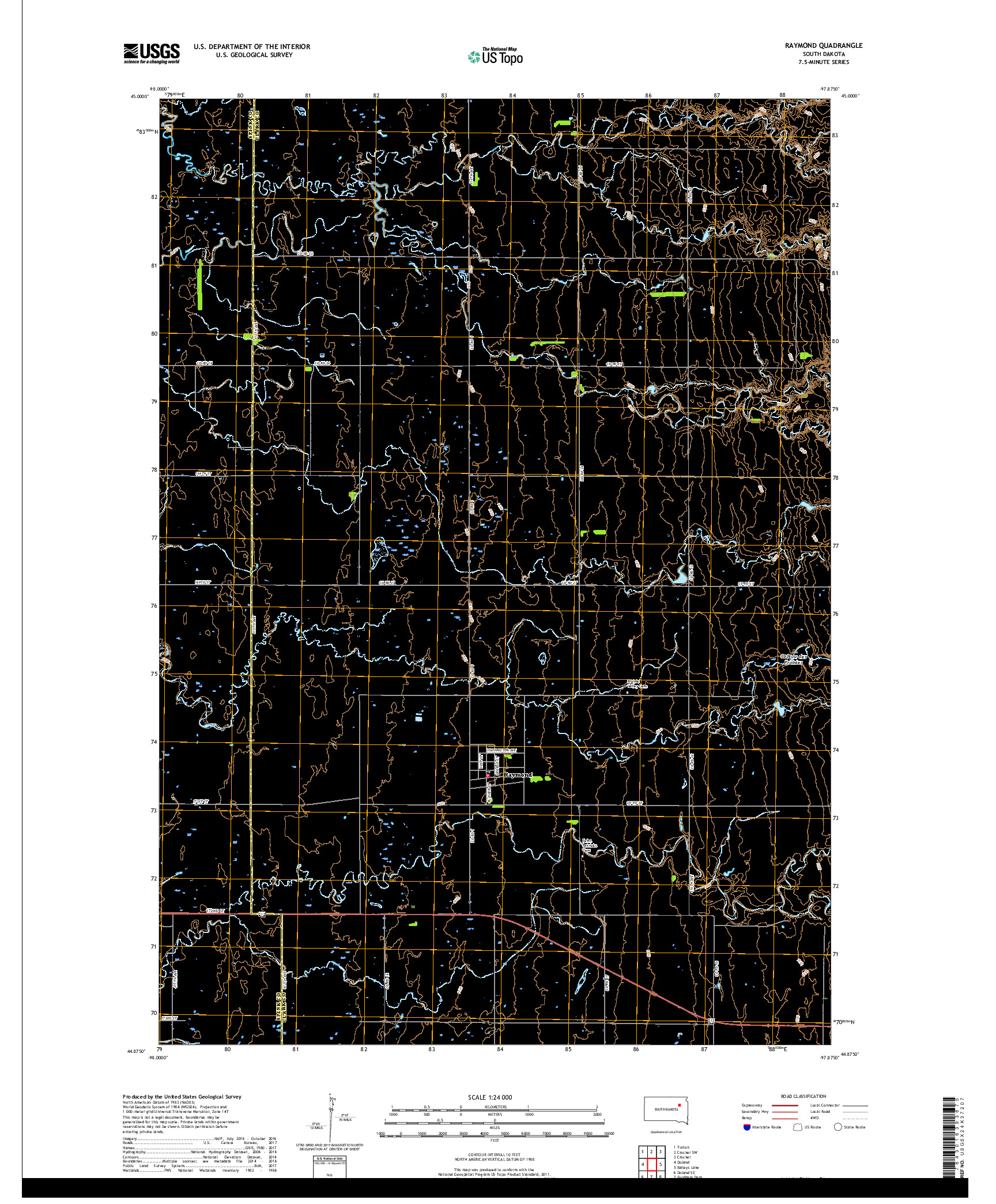 USGS US TOPO 7.5-MINUTE MAP FOR RAYMOND, SD 2017