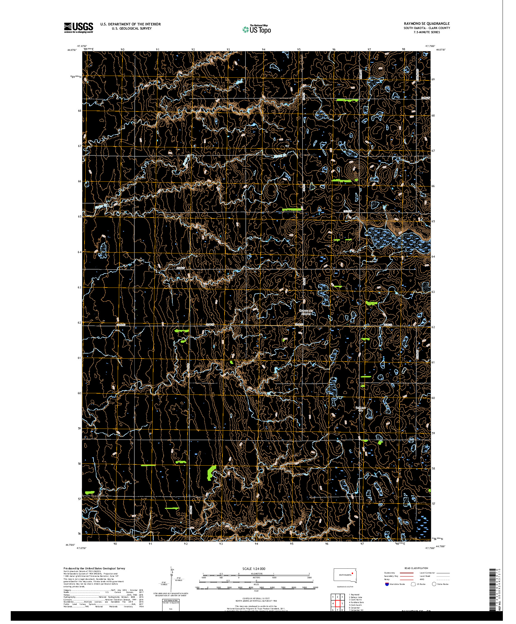 USGS US TOPO 7.5-MINUTE MAP FOR RAYMOND SE, SD 2017