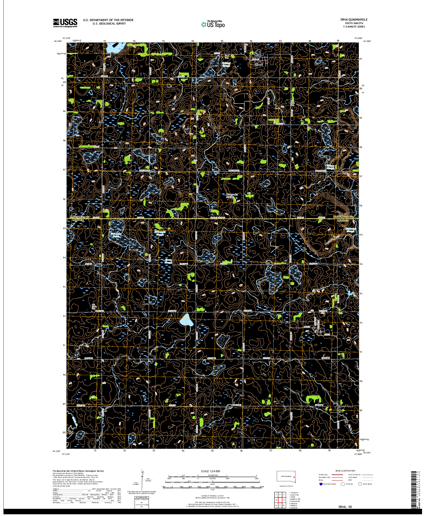 USGS US TOPO 7.5-MINUTE MAP FOR SINAI, SD 2017