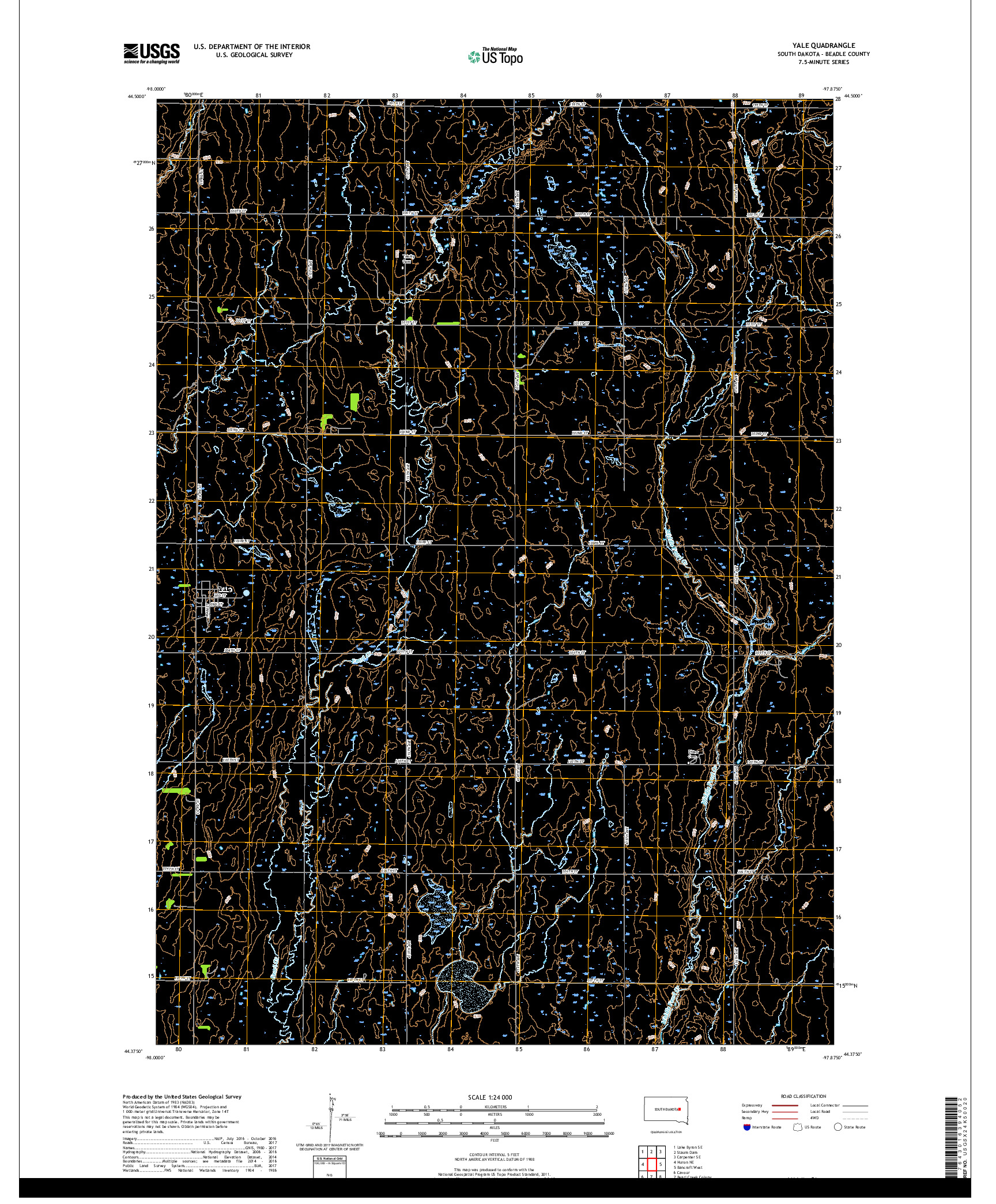 USGS US TOPO 7.5-MINUTE MAP FOR YALE, SD 2017