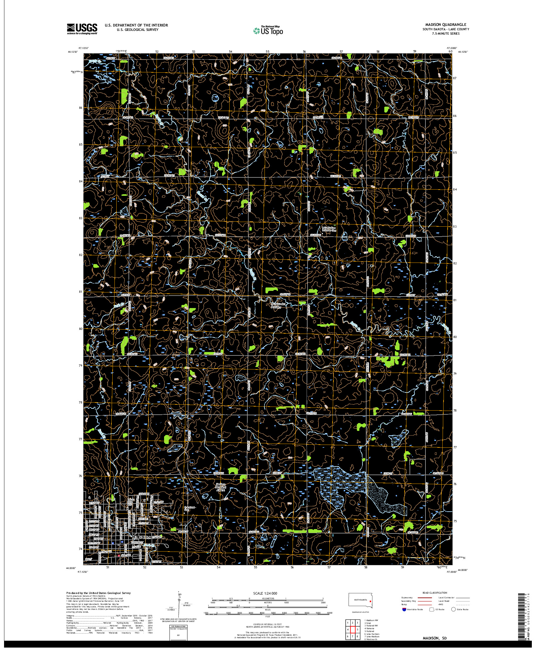 USGS US TOPO 7.5-MINUTE MAP FOR MADISON, SD 2017