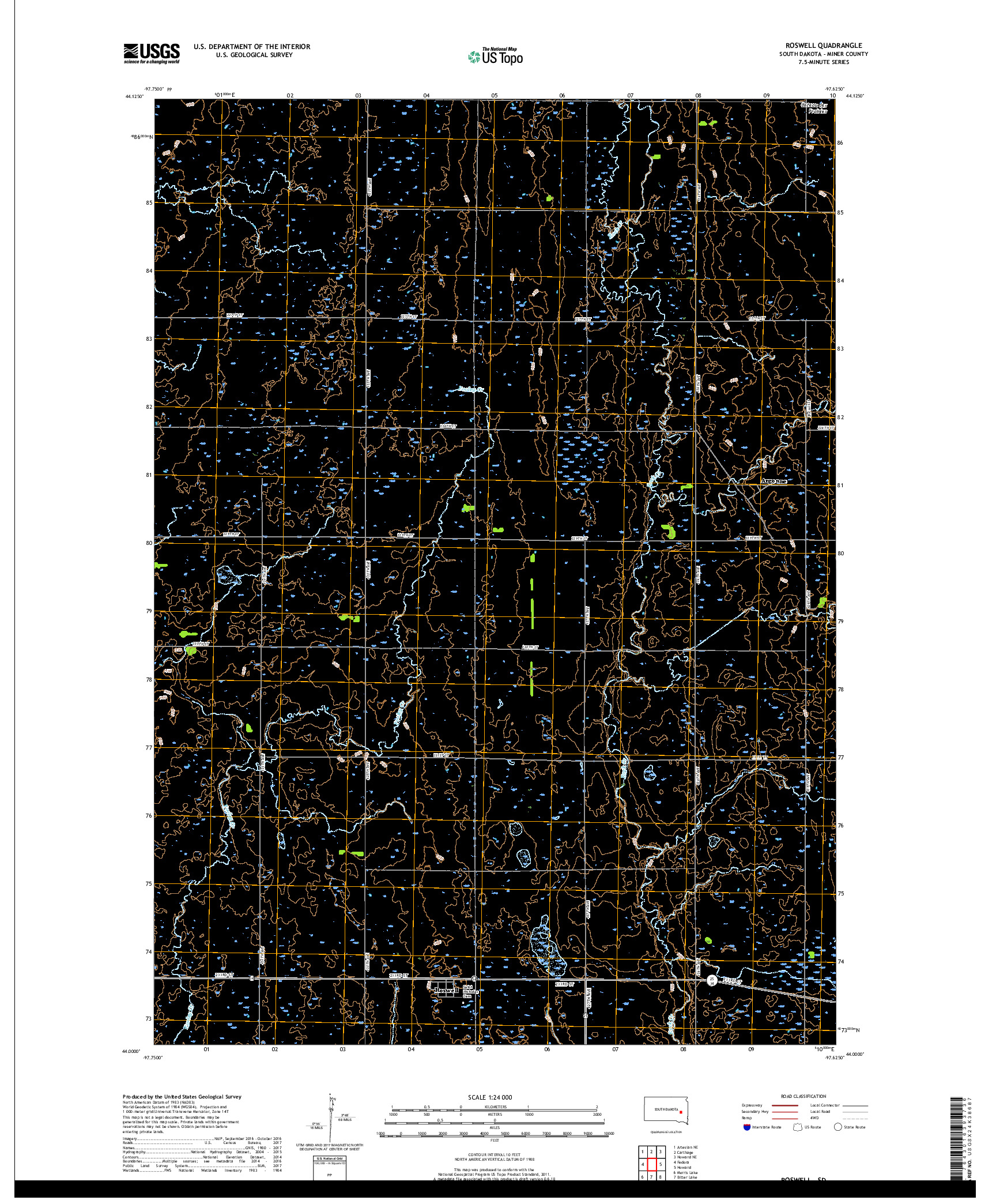 USGS US TOPO 7.5-MINUTE MAP FOR ROSWELL, SD 2017