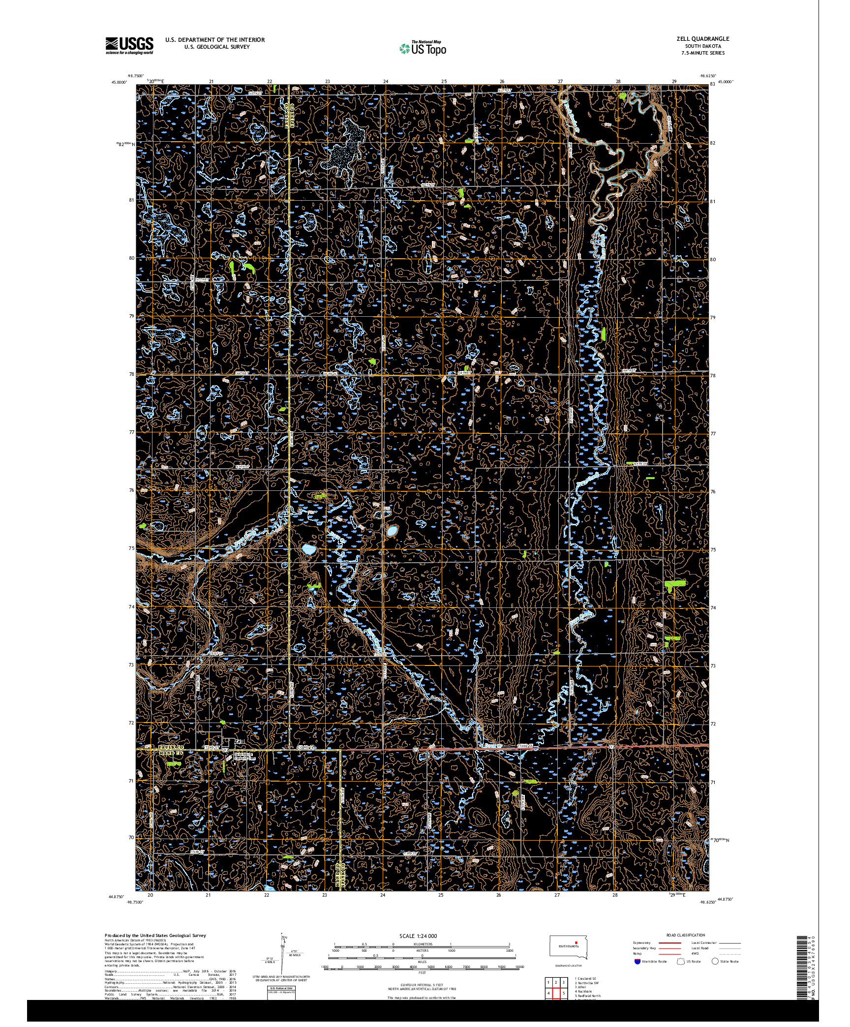 USGS US TOPO 7.5-MINUTE MAP FOR ZELL, SD 2017