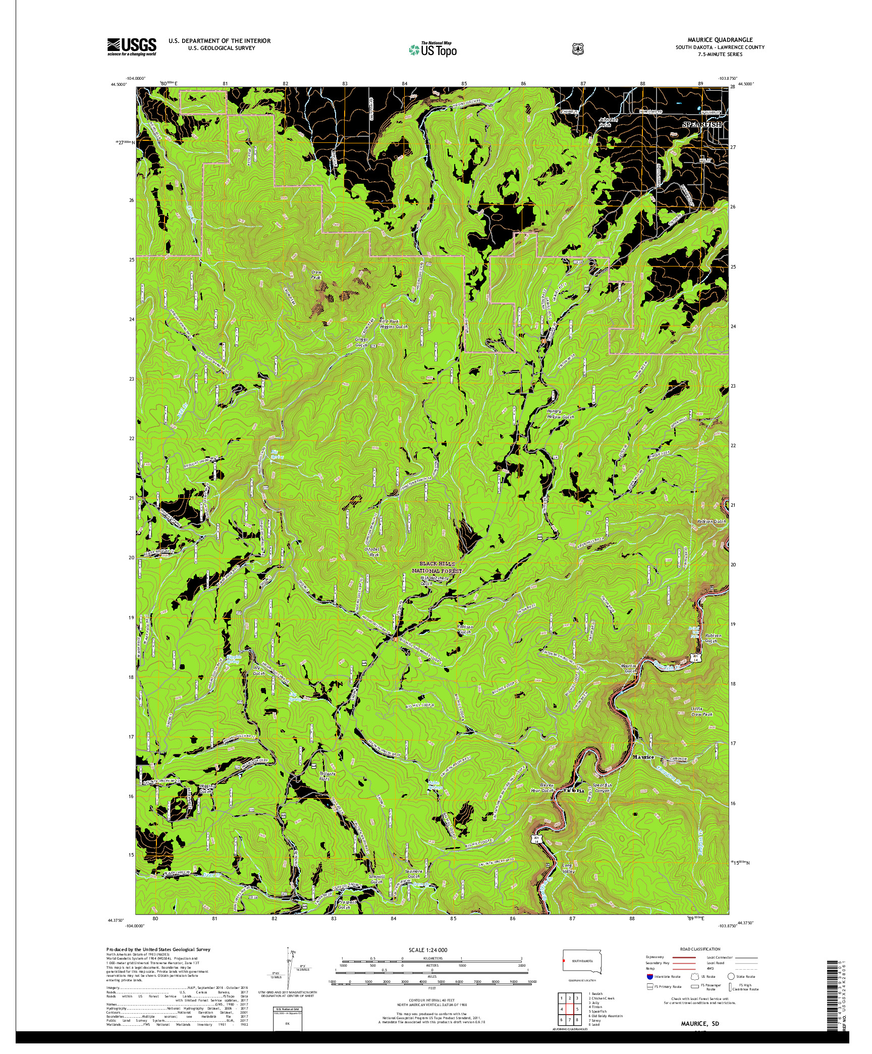 USGS US TOPO 7.5-MINUTE MAP FOR MAURICE, SD 2017