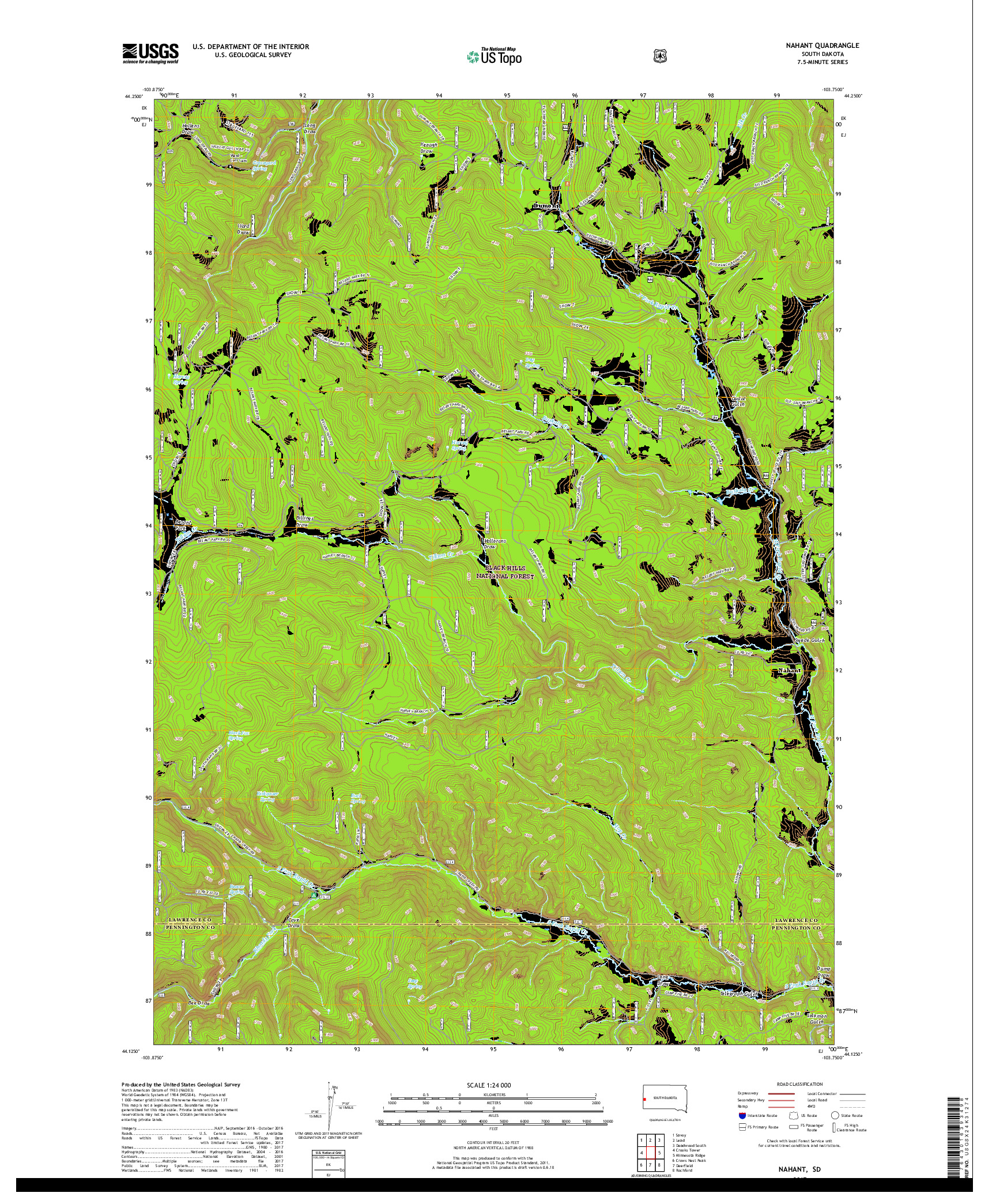 USGS US TOPO 7.5-MINUTE MAP FOR NAHANT, SD 2017