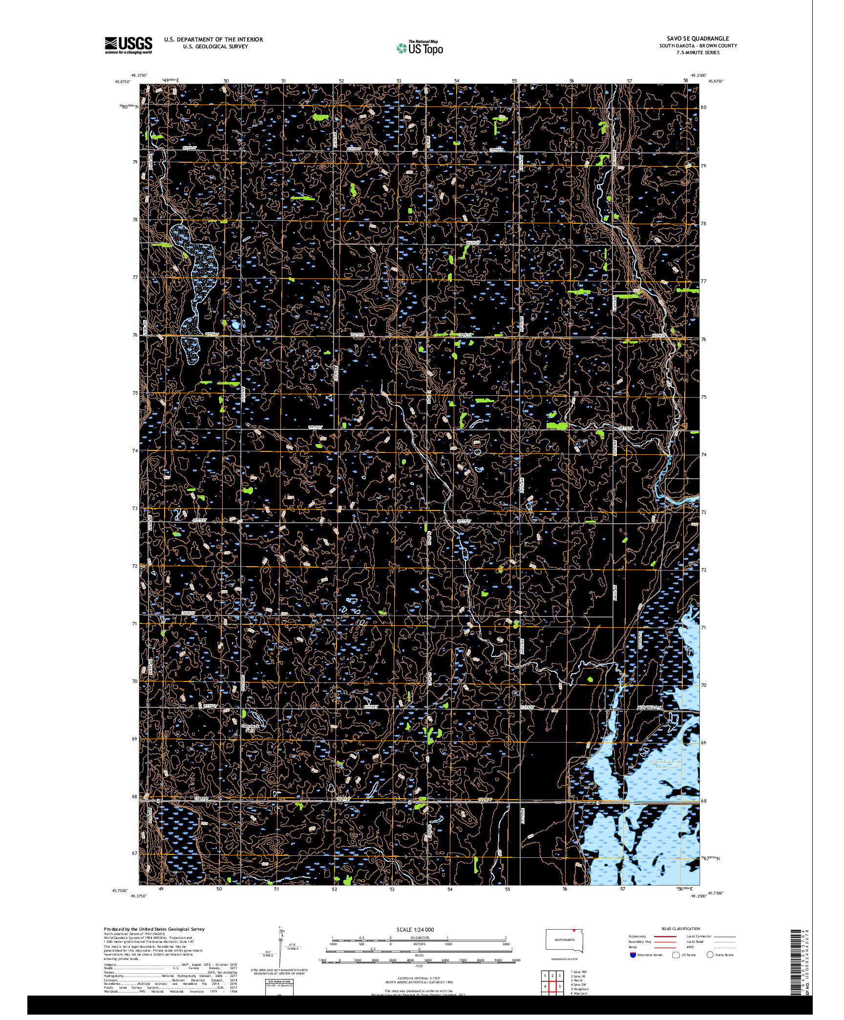 USGS US TOPO 7.5-MINUTE MAP FOR SAVO SE, SD 2017